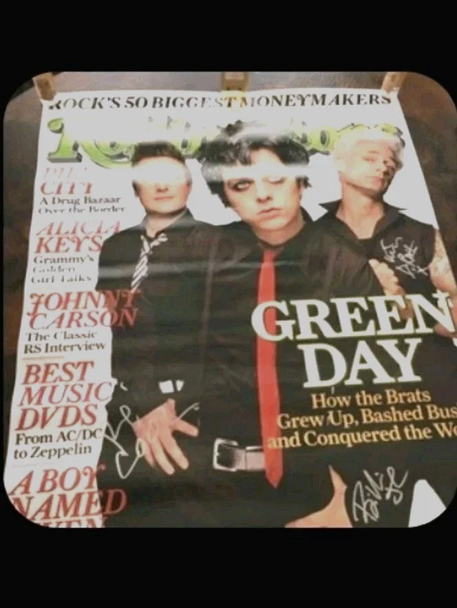 Green Day Autographed Poster Full Band! Billie Joe, Mike Dirnt, And Tre' Cool!, изображение 2