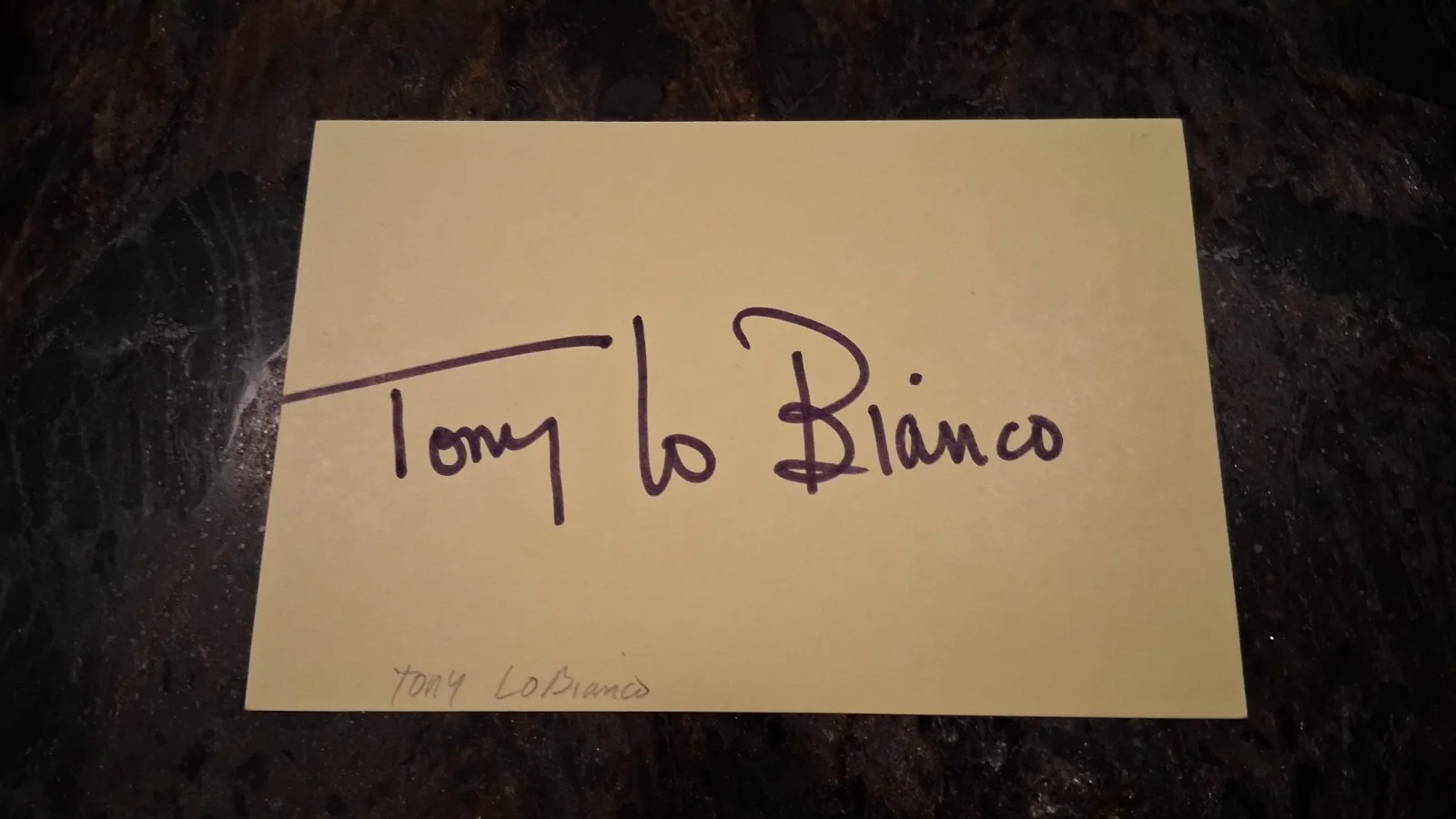 Tony Lo Bianco — Tony Lo Bianco signed 4x6, image 2