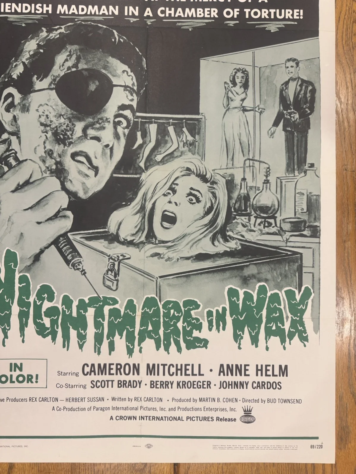 Nightmare In Wax 1969 Original 27x41" US One Sheet Movie Poster Rare, изображение 3