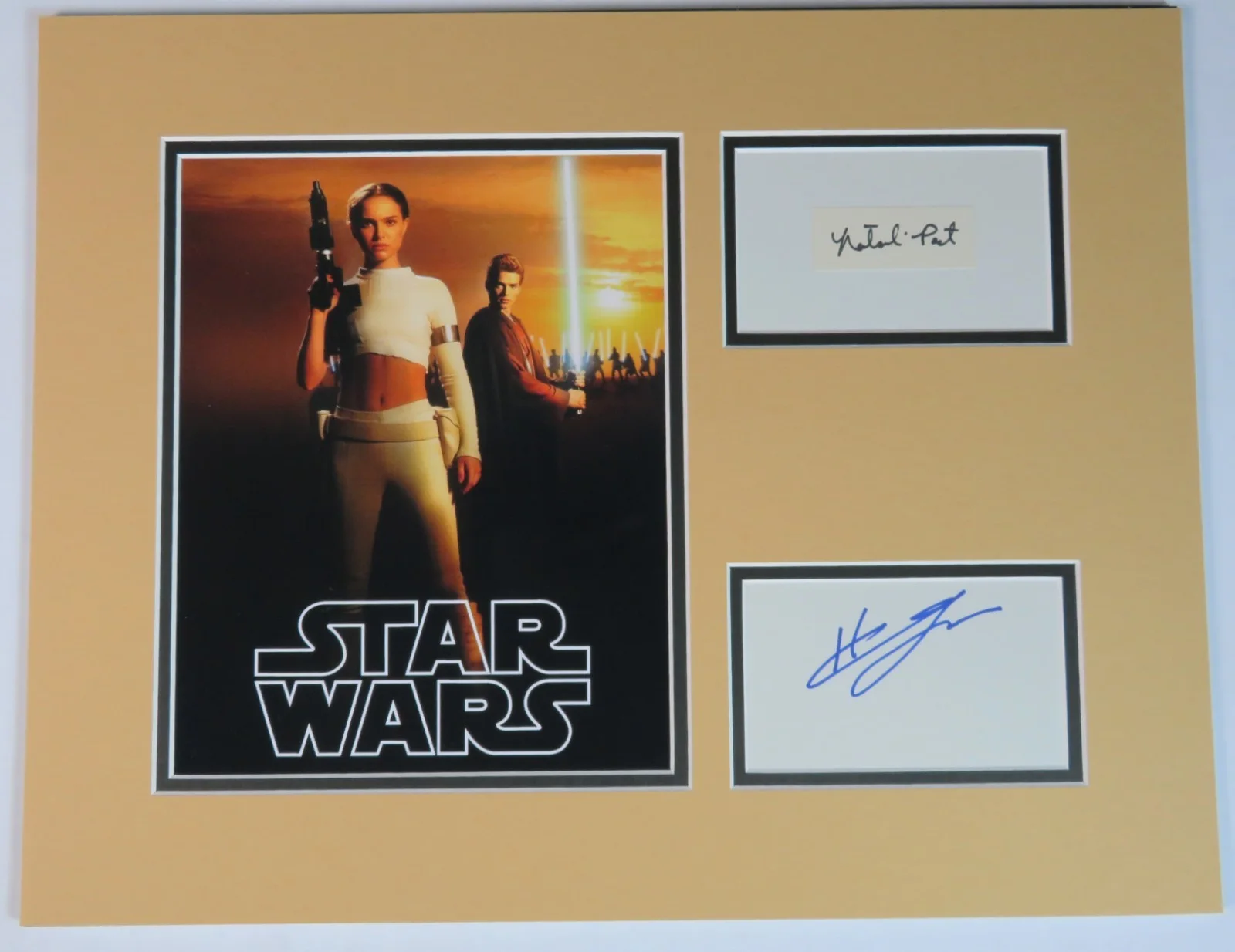 Natalie Portman — Natalie Portman STAR WARS Signed Autograph Auto 14x18 Index Card Display x2 JSA