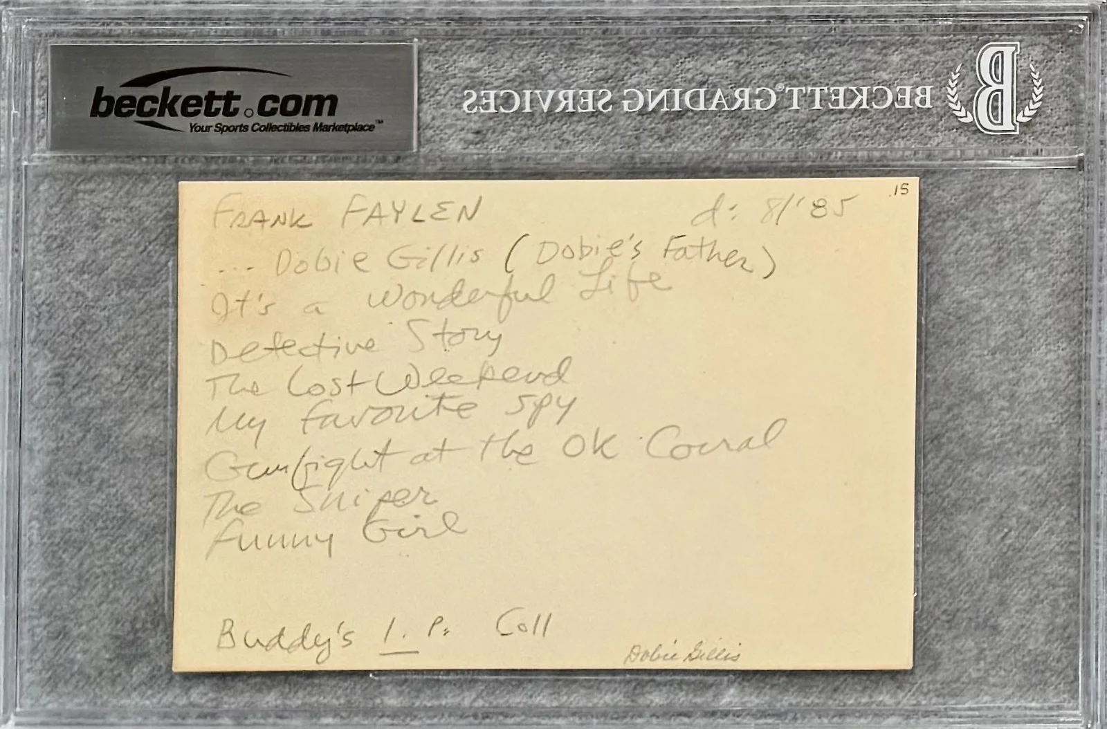 Frank Faylen — FRANK FAYLEN Signed Autographed 4x6 INDEX CARD Copper Canyon Funny Girl BECKETT, изображение 4