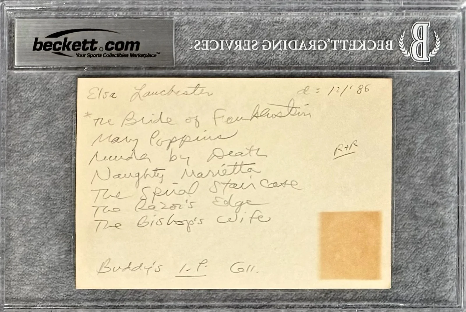 Elsa Lanchester — ELSA LANCHESTER Signed Autographed 4x6 INDEX CARD BRIDE of FRANKENSTEIN BECKETT, изображение 2