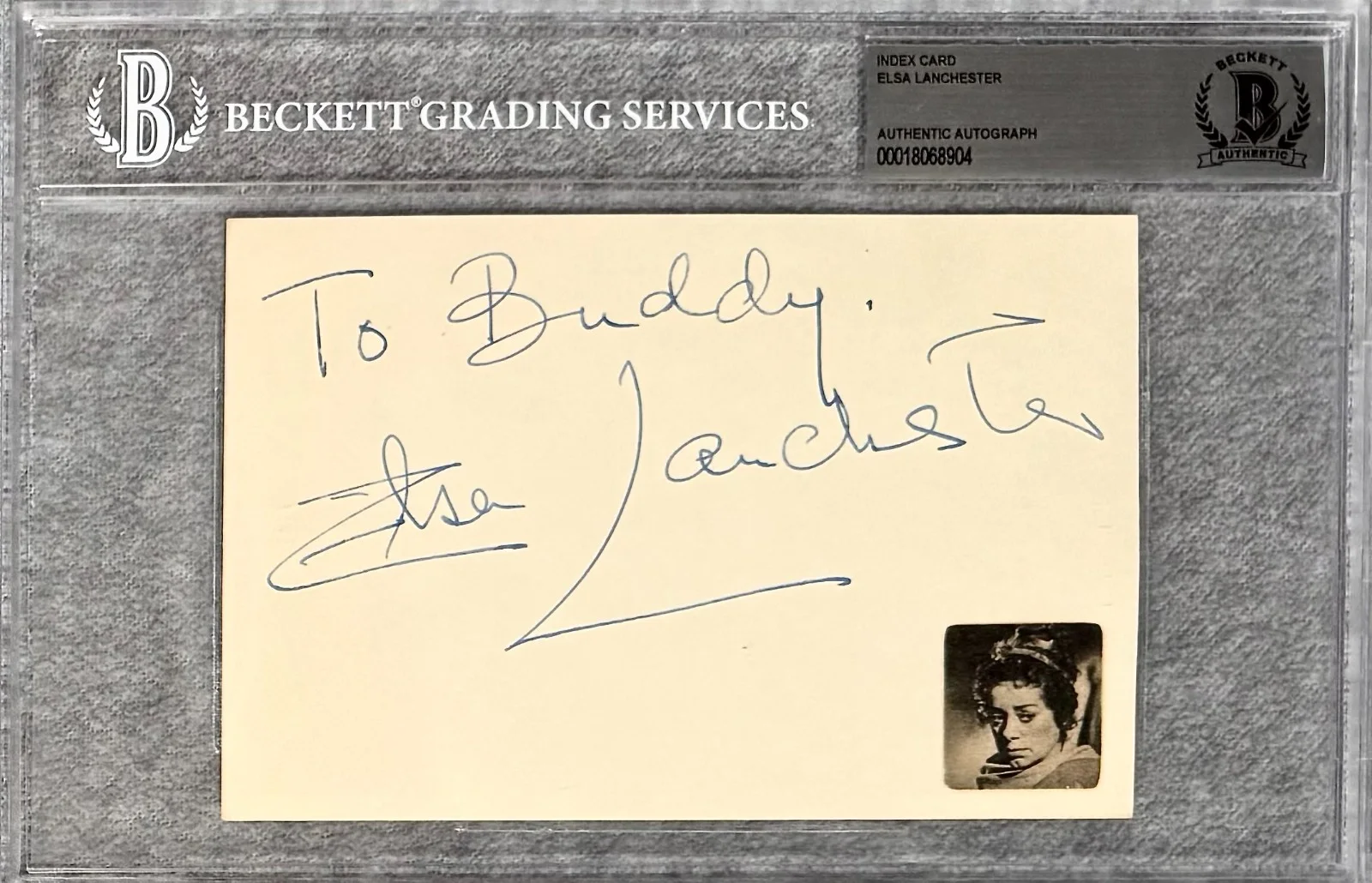 Elsa Lanchester — ELSA LANCHESTER Signed Autographed 4x6 INDEX CARD BRIDE of FRANKENSTEIN BECKETT, изображение 3