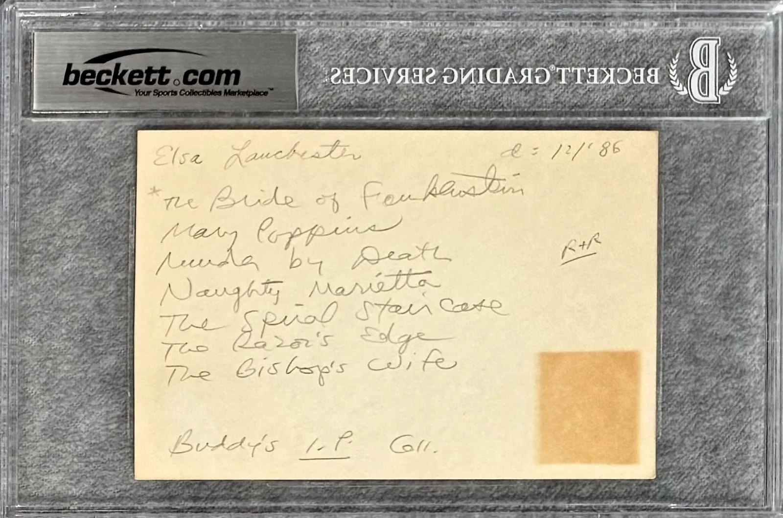 Elsa Lanchester — ELSA LANCHESTER Signed Autographed 4x6 INDEX CARD BRIDE of FRANKENSTEIN BECKETT, изображение 4