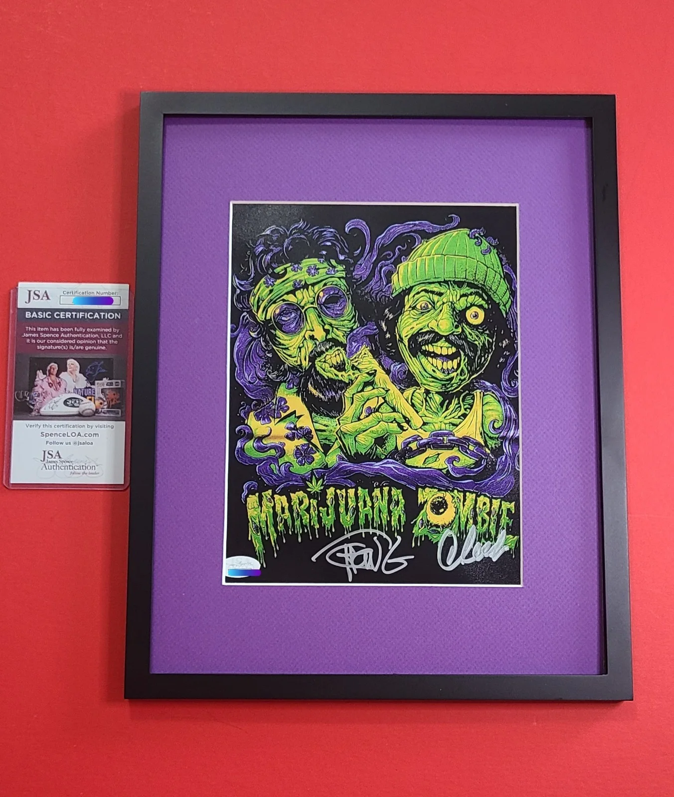 Cheech and Chong — Cheech and Chong Signed 11x14 Frame 8x10 " Marijuana ZOMBIES " Poster Photo JSA
