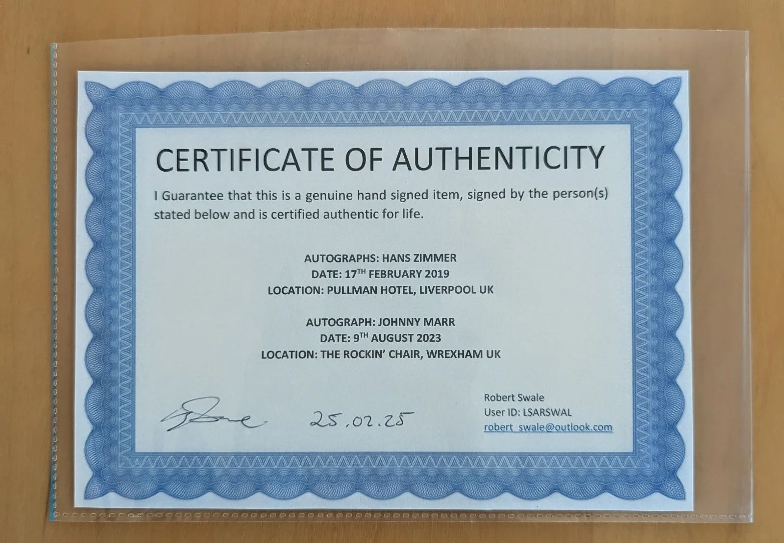 Hans Zimmer — Hans Zimmer and Johnny Marr Signed (Certified) Inception Blu Ray Collectors Case, image 3