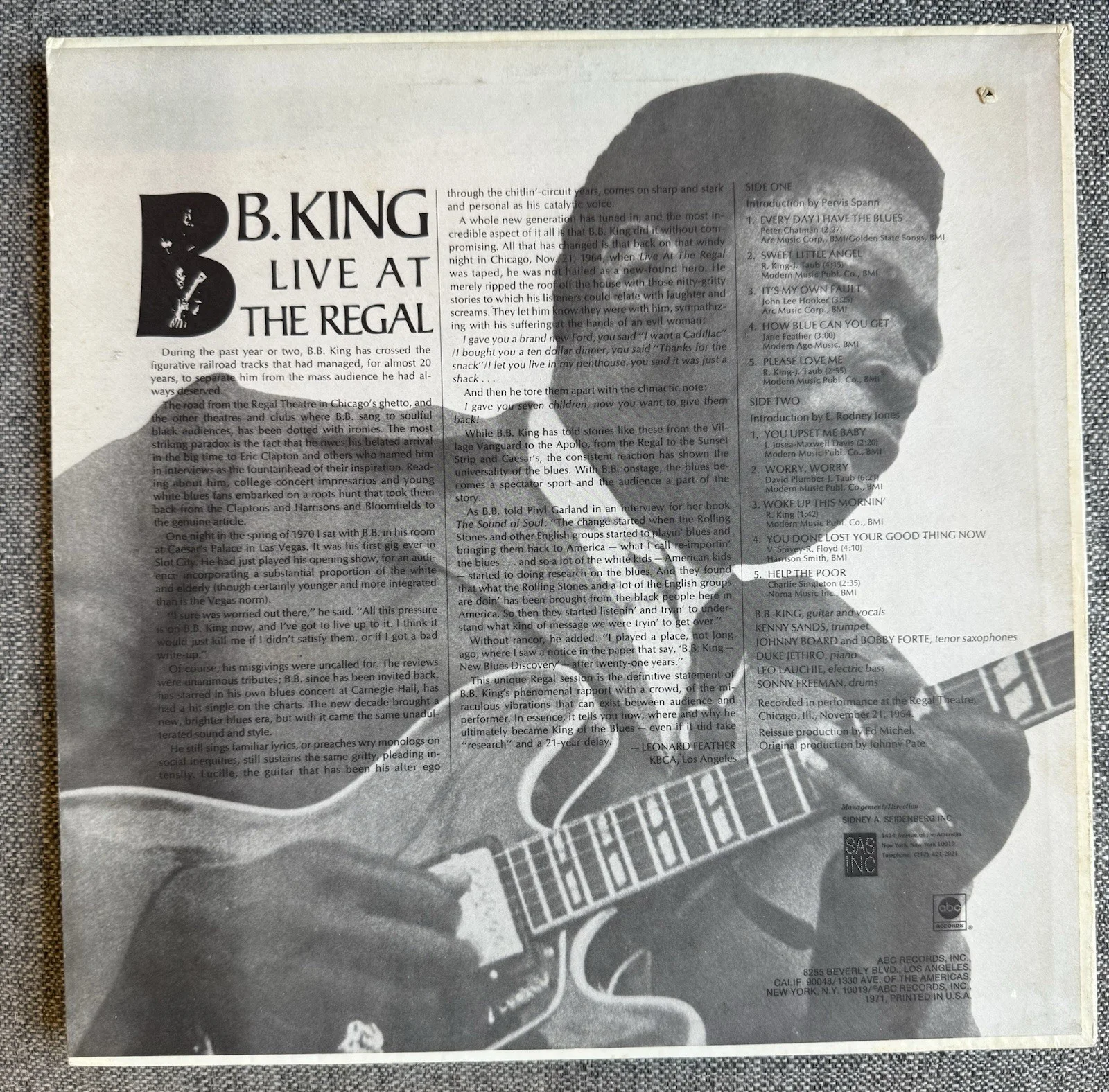 BB KING - Vintage Signed / Autographed ‘Live At The Regal’ Album, image 3