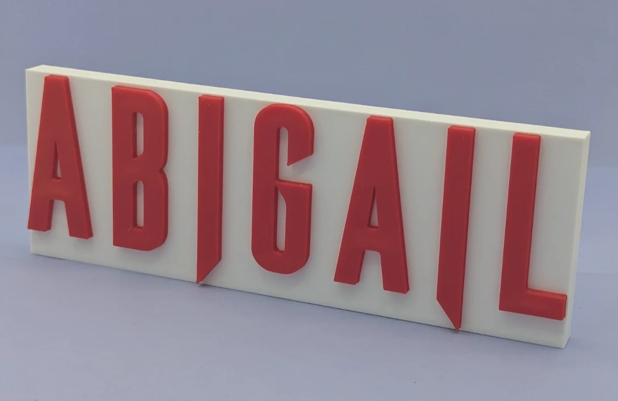 Abigail - 3D printed logo for desk or wall mount. 200mm wide*, image 3