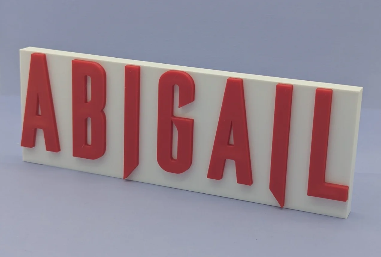 Abigail - 3D printed logo for desk or wall mount. 150mm wide*, image 3