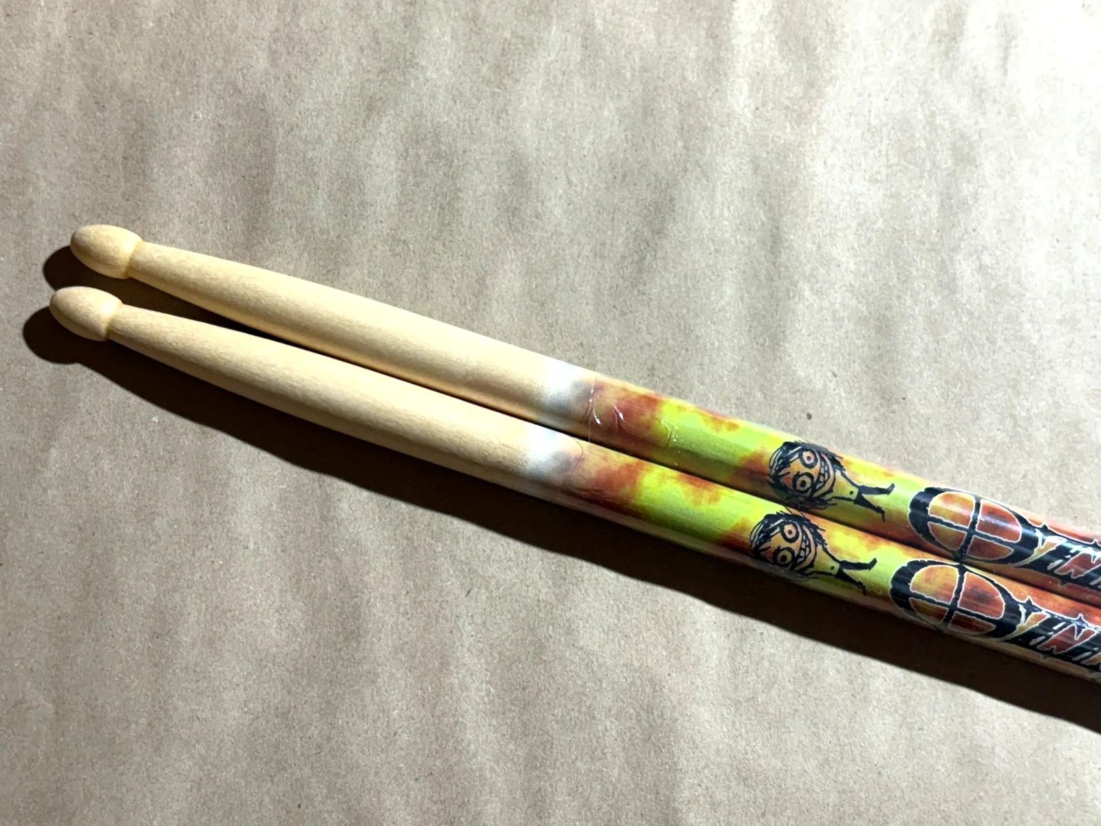 OZZY OSBOURNE DRUM STICK DRUMSTICK SET ROCK & ROLL-Orange Flames -NICE!, image 5