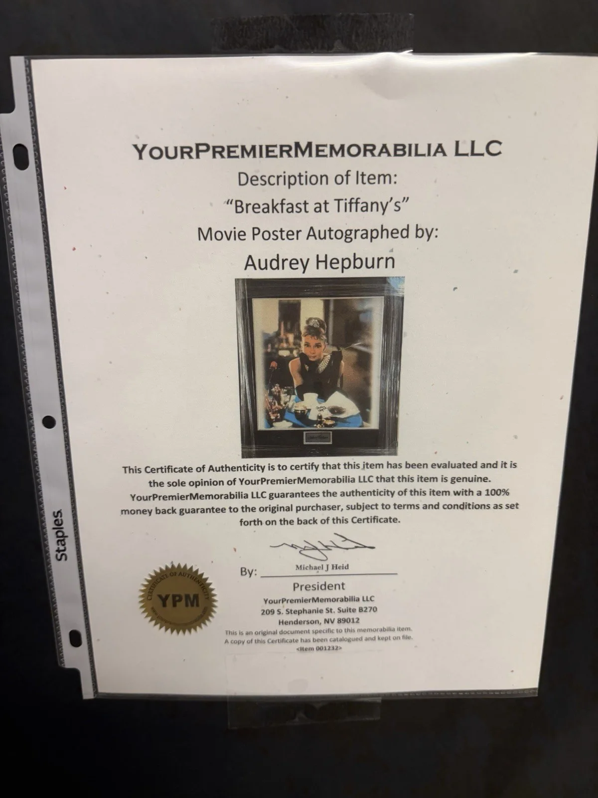 Audrey Hepburn — 🔥 HUGE SALE Audrey Hepburn Signed Breakfast At Tiffany’s Framed Poster, image 3