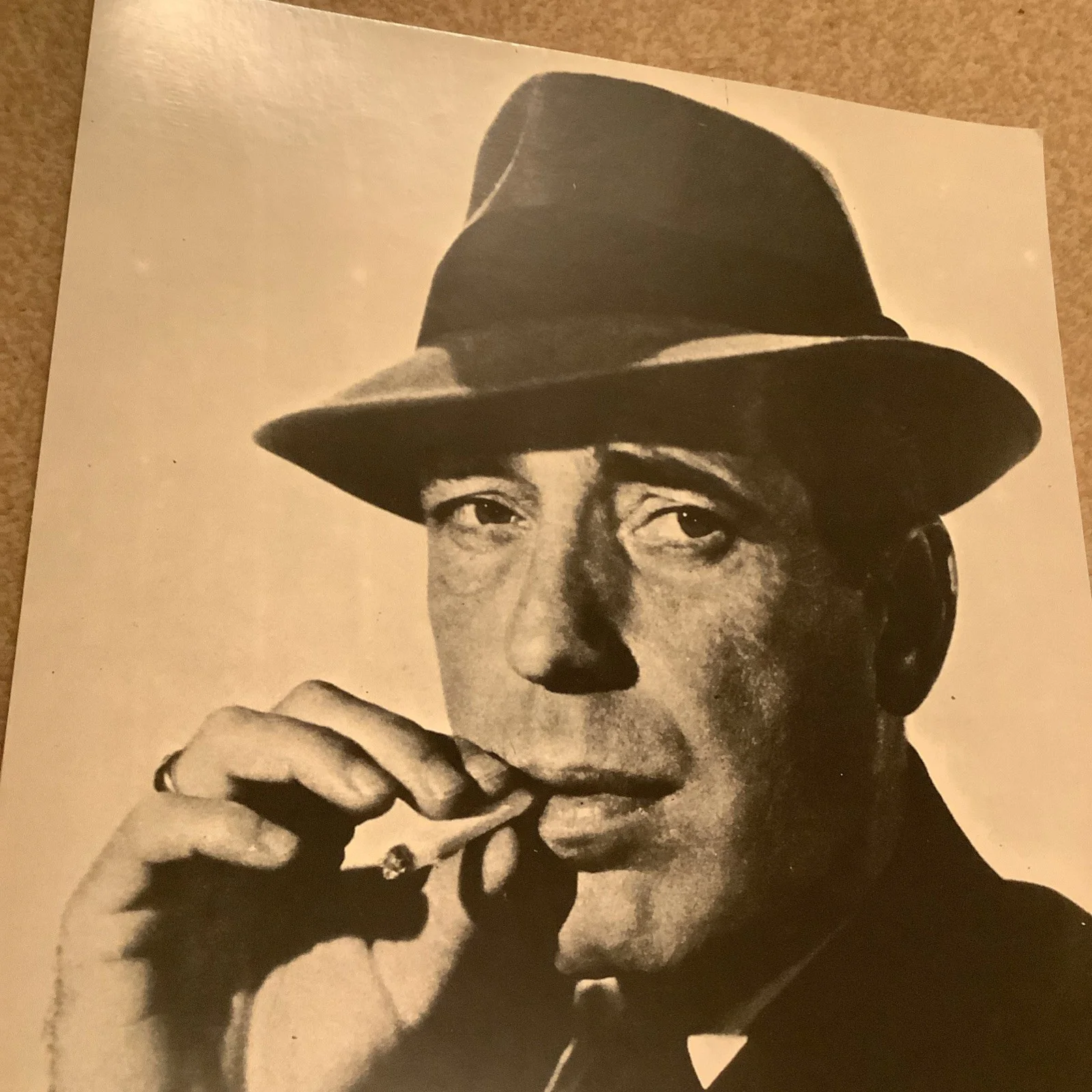 Humphrey Bogart B/W film still glossy photo card 39cm x 27cm 1970s - 80s, изображение 3