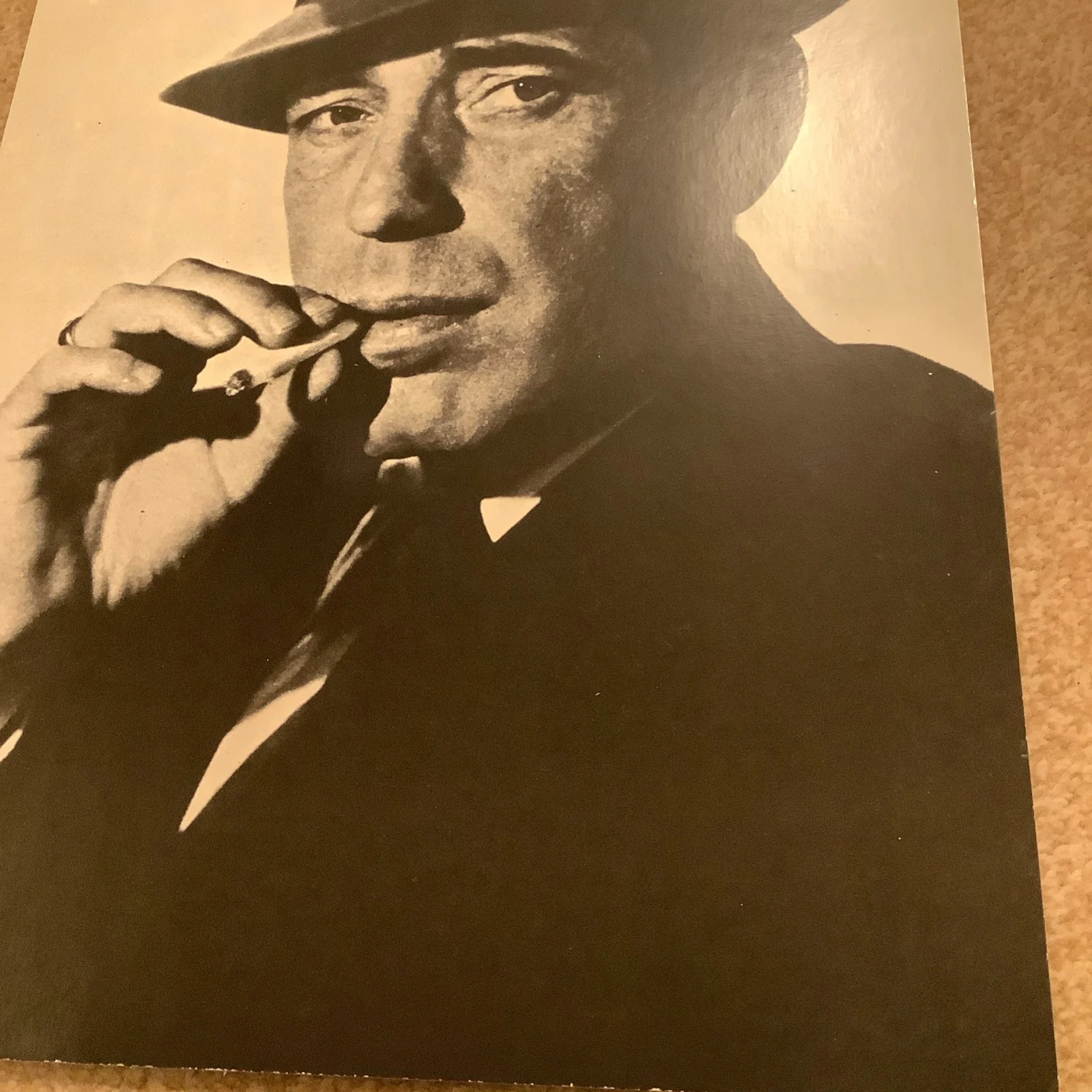 Humphrey Bogart B/W film still glossy photo card 39cm x 27cm 1970s - 80s, изображение 5