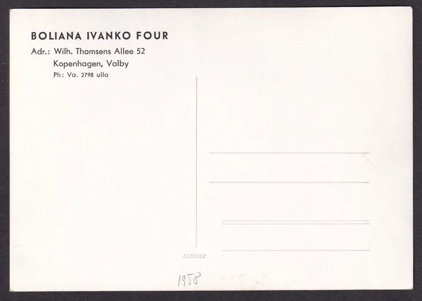 "Boliana Ivanko Four" Danish performers vintage signed postcard, изображение 2
