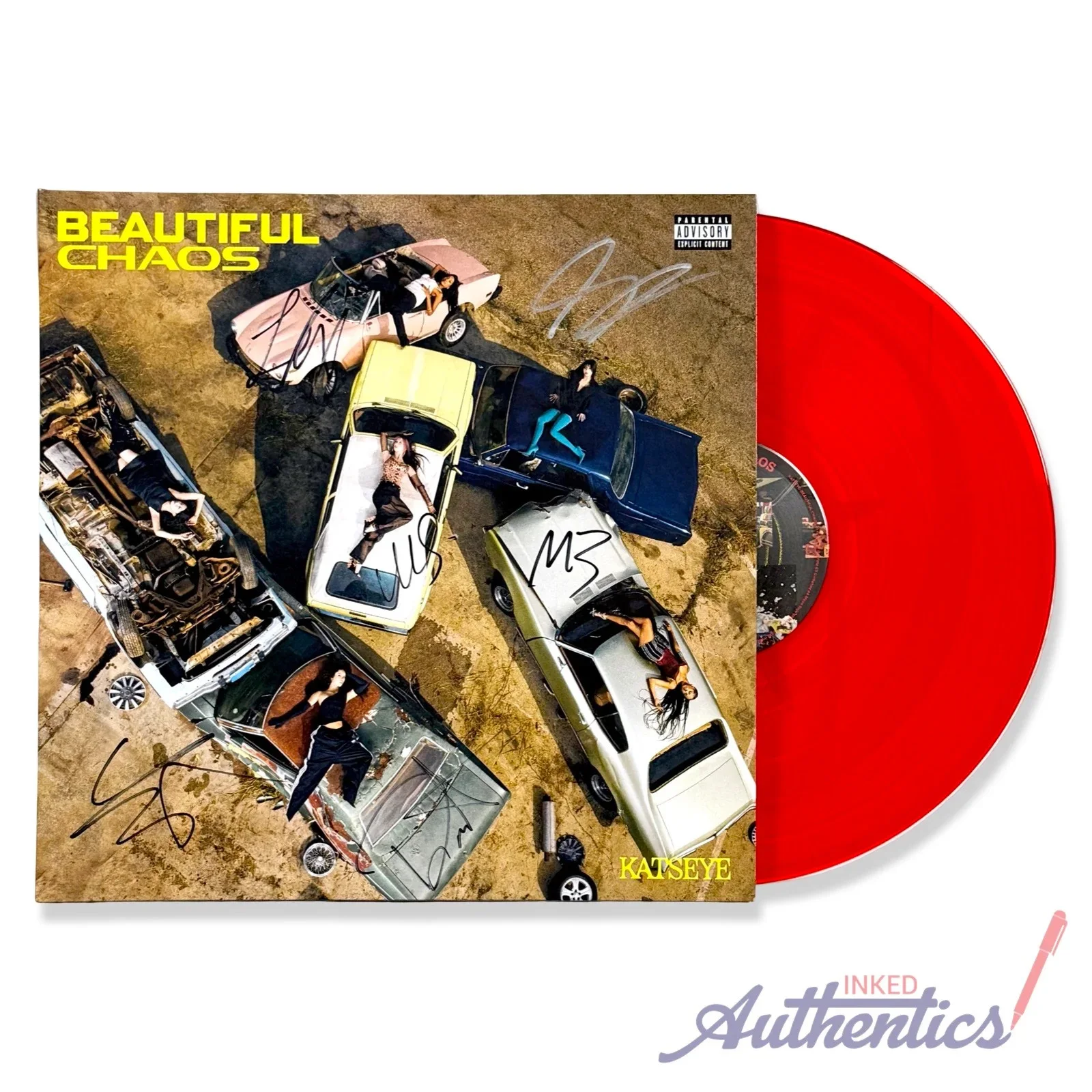 KATSEYE Signed Autographed Vinyl LP "BEAUTIFUL CHAOS" PSA/DNA Authenticated, image 2