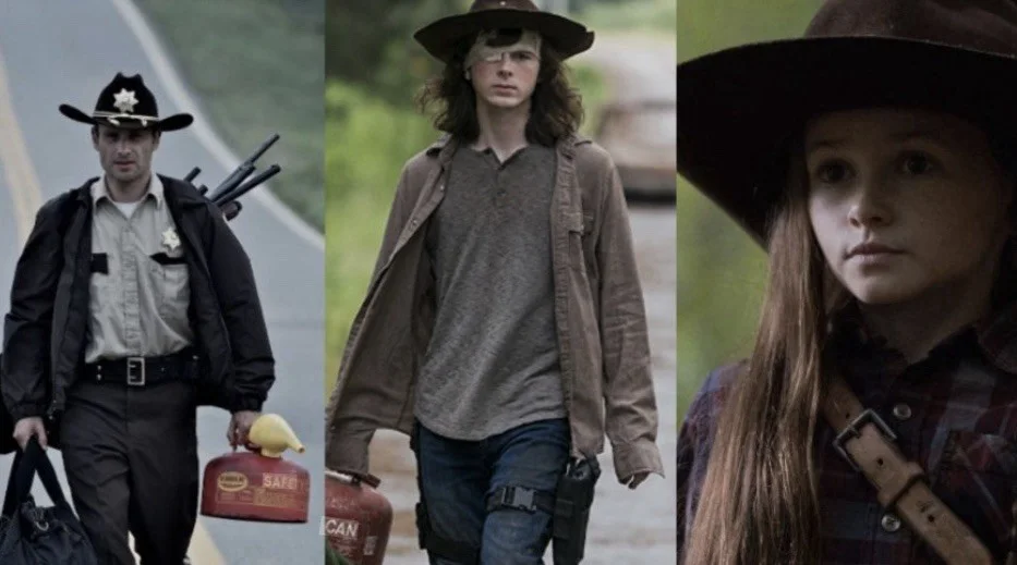 Andrew Lincoln, Chandler Riggs, Cailey Fleming — Walking Dead Andrew Lincoln "Rick, Carl & Judith Grimes” Signed x3 Sheriff’s Hat
