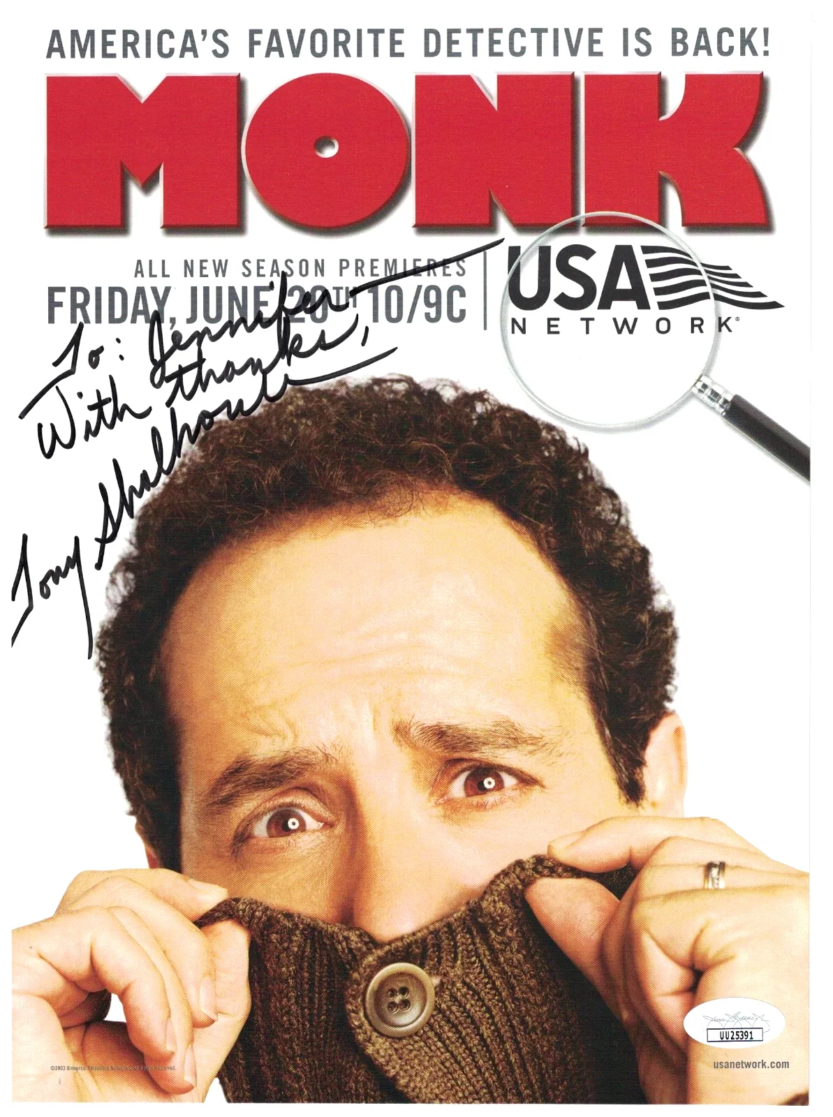 Tony Shalhoub — TONY SHALHOUB JSA Autographed Monk 8X11 FREE SHIPPING! Galaxy Quest JSA not PSA