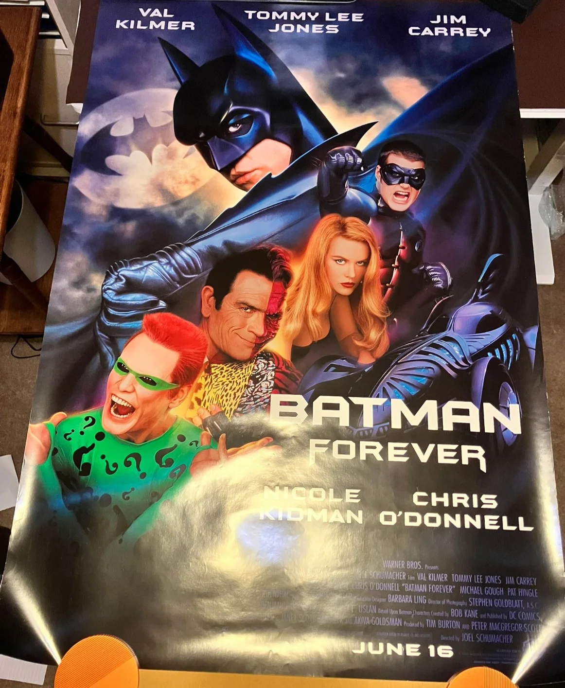 BATMAN FOREVER ORIGINAL UK MOVIE POSTER1995 VAL KILMER NICOLE KIDMAN 27x40 inch, изображение 2