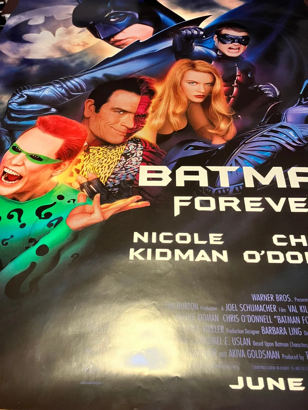 BATMAN FOREVER ORIGINAL UK MOVIE POSTER1995 VAL KILMER NICOLE KIDMAN 27x40 inch, изображение 3