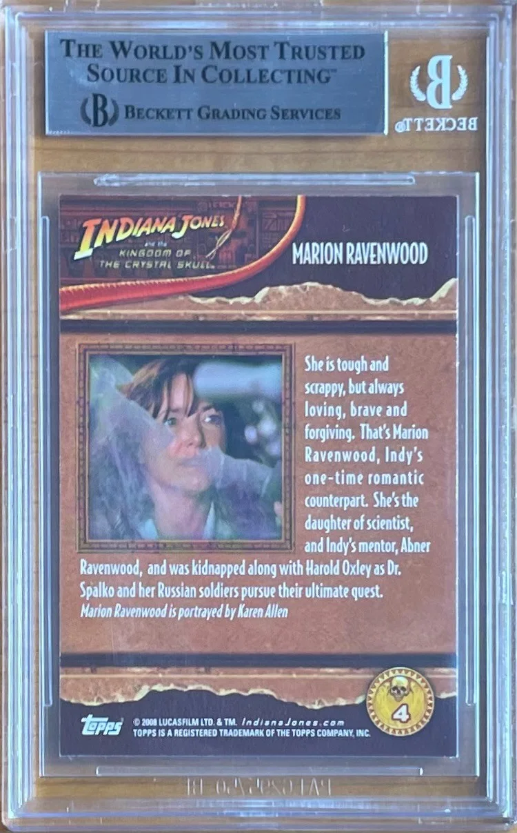 KAREN ALLEN — KAREN ALLEN SIGNED 2008 TOPPS INDIANA JONES CRYSTAL SKULL #4 BAS BGS AUTOGRAPH, изображение 2