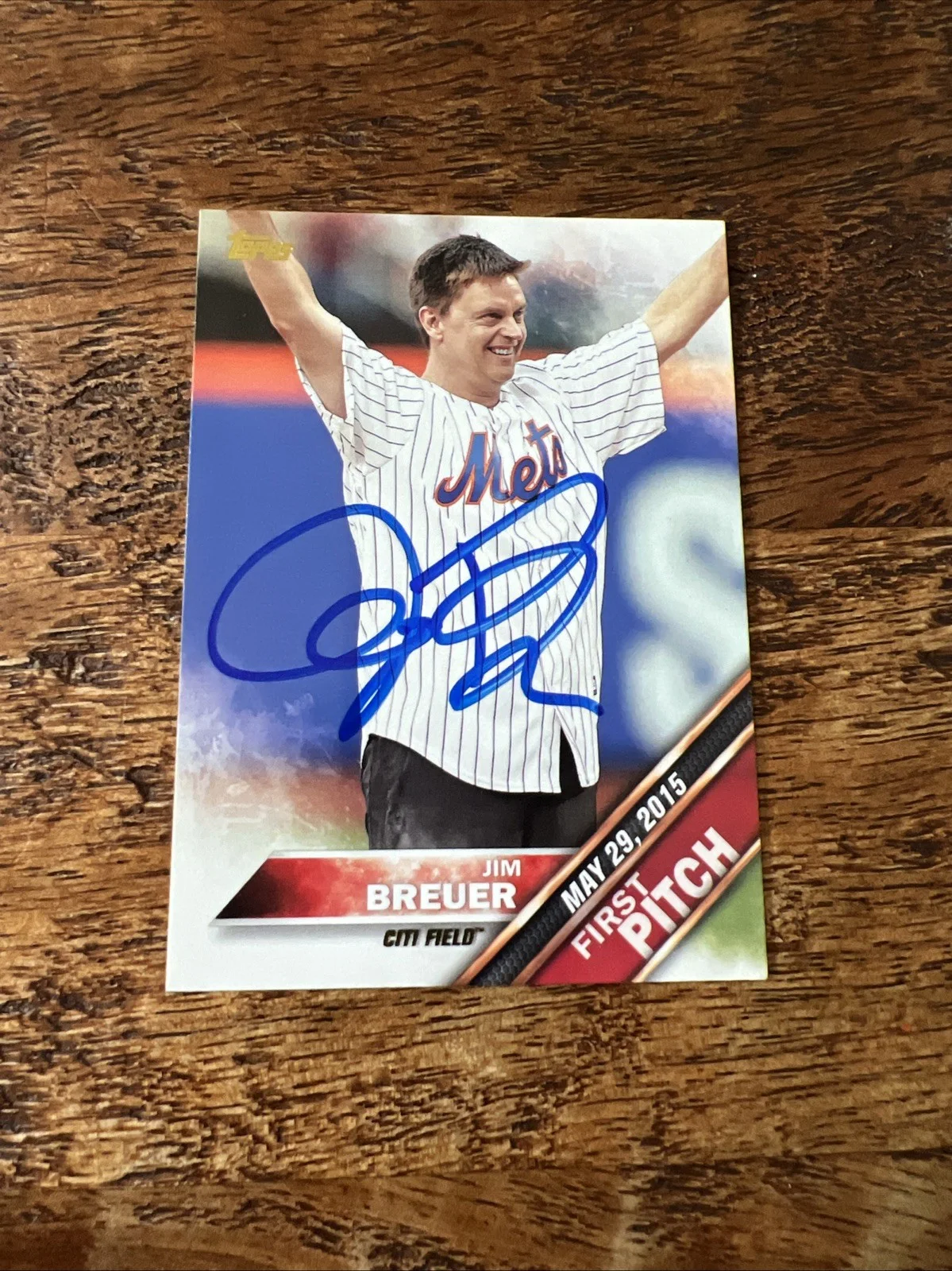 Jim Breuer — Jim Breuer IP Signed Topps First Pitch Card JSA Coa Half Baked Autographed Mets, изображение 2