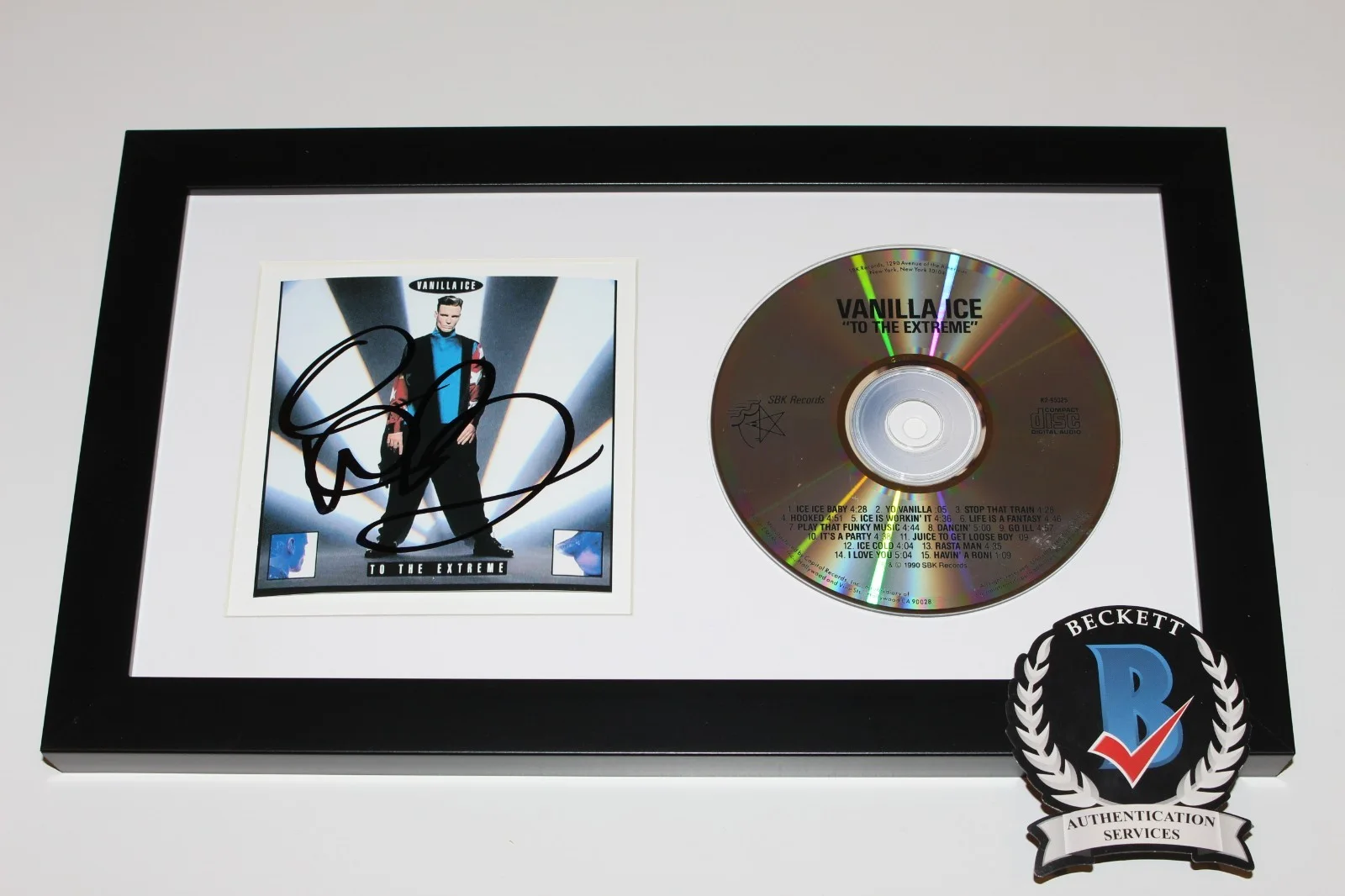 VANILLA ICE SIGNED FRAMED 'TO THE EXTREME' CD COVER ALBUM BECKETT COA ICE BABY, изображение 2