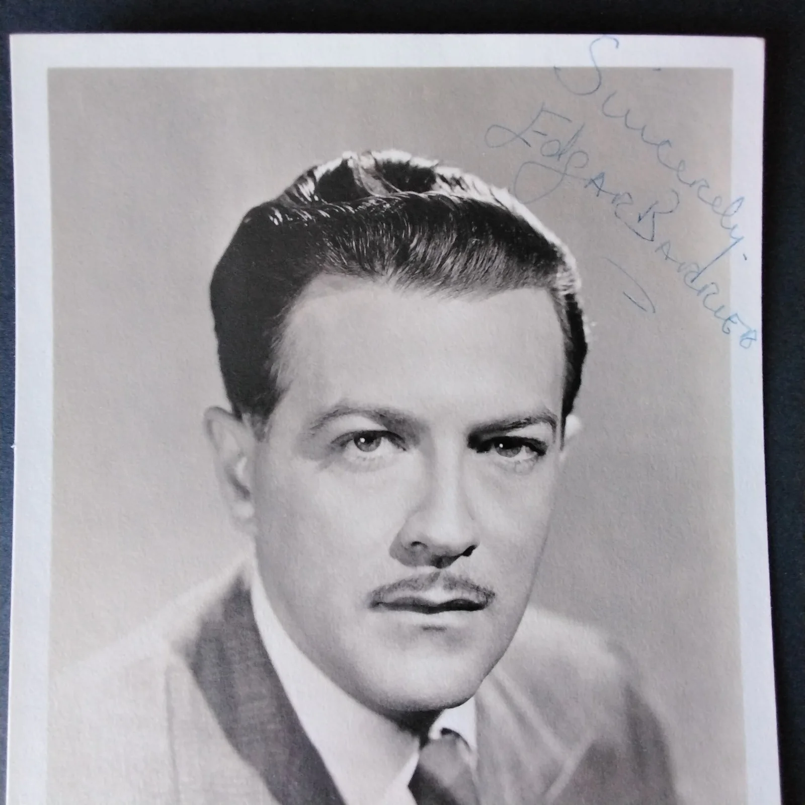 Edgar Barrier SIGNED DW Photo 40s Movie TV Actor Cobra Woman Phantom of Opera, изображение 2