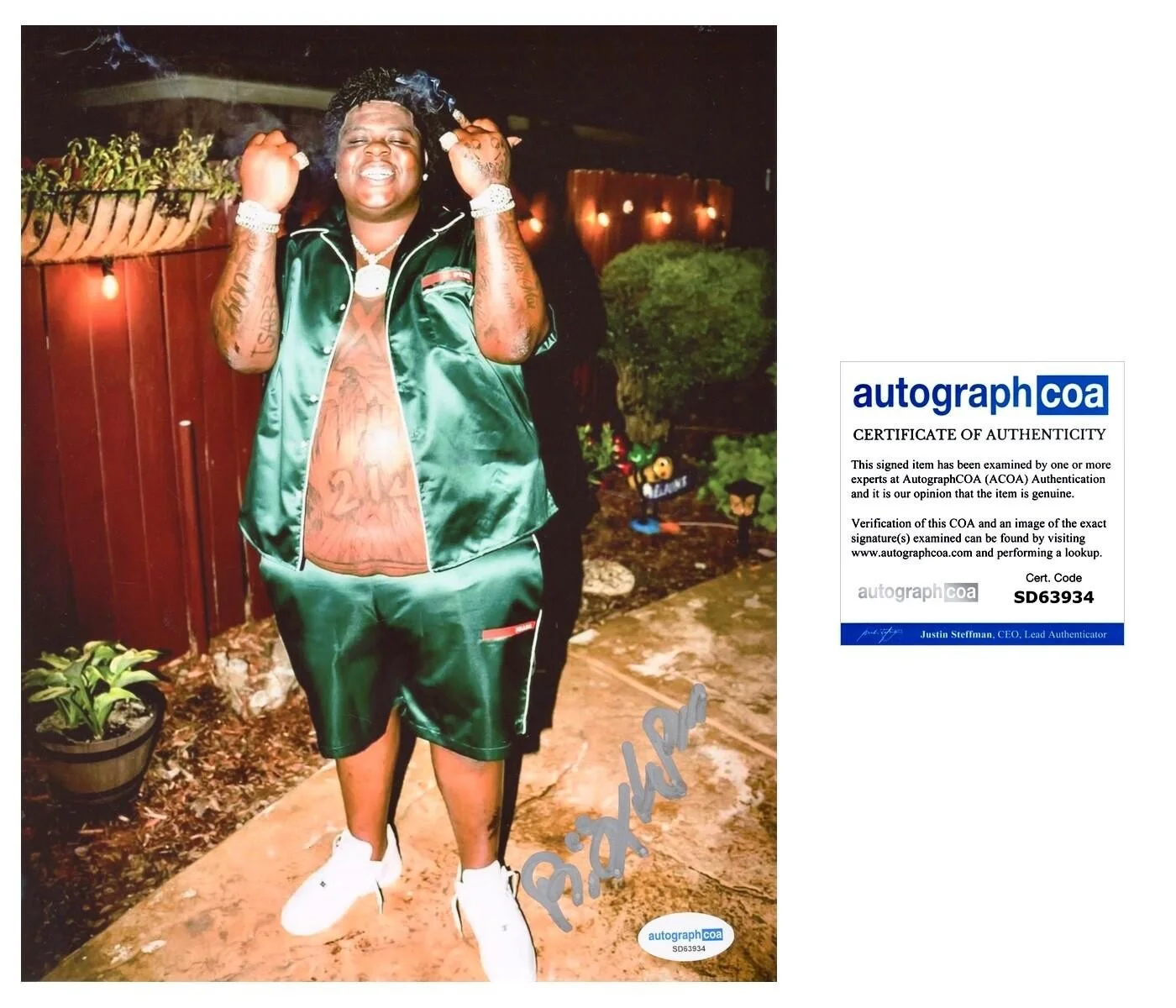 BIGXTHAPLUG SIGNED 8X10 PHOTO TEXAS AUTOGRAPH - ACOA COA + EXACT VIDEO PROOF, изображение 2