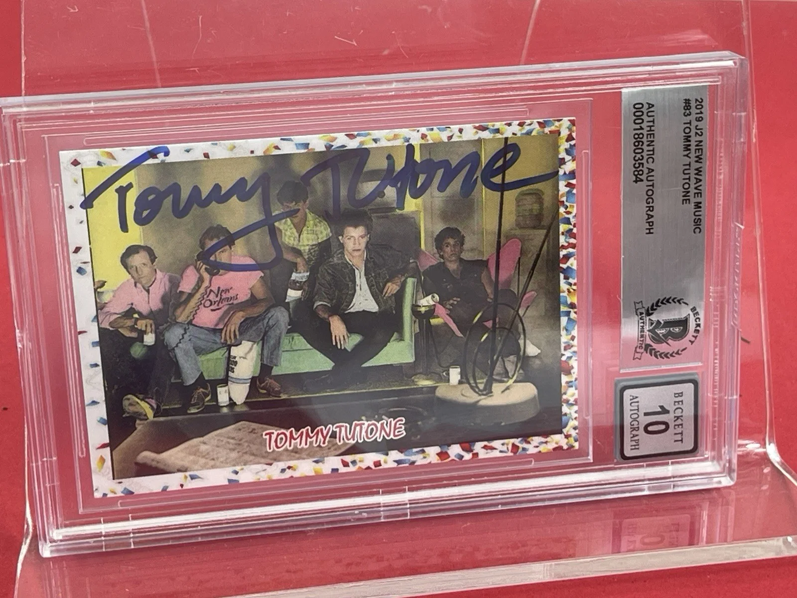 Tommy Tutone signed J2 Ew Wave Music Trading Card Slabbed Beckett grade 10, image 2
