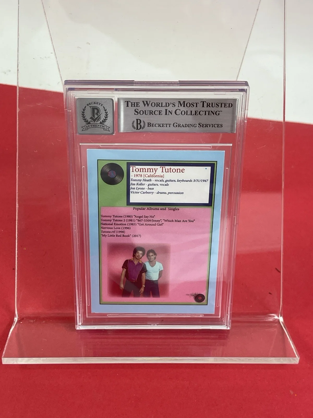 Tommy Tutone signed J2 Ew Wave Music Trading Card Slabbed Beckett grade 10, image 5