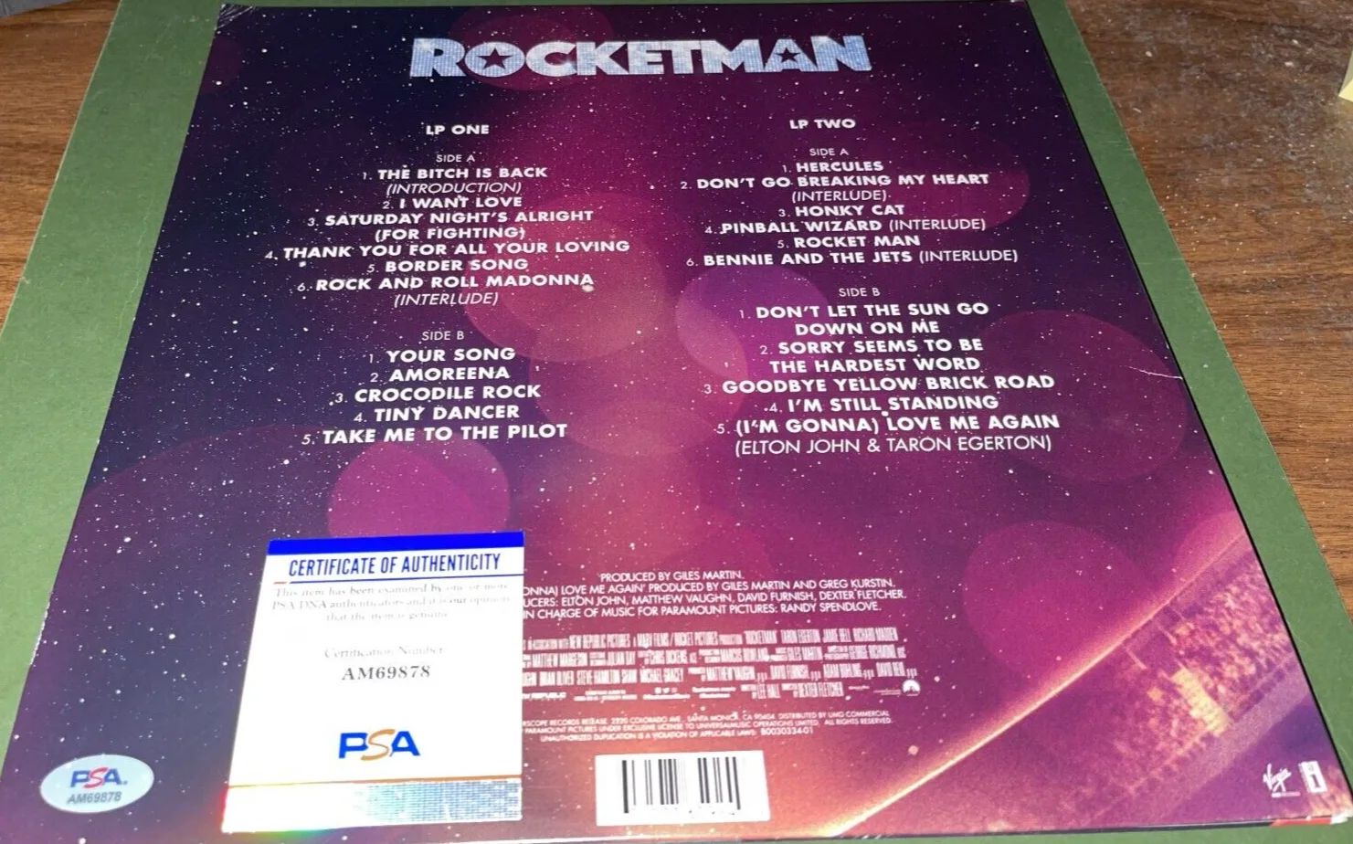 Taron Egerton — Taron Egerton Actor Rocketman Movie Signed LP Record Album Elton John PSA Proof, image 3