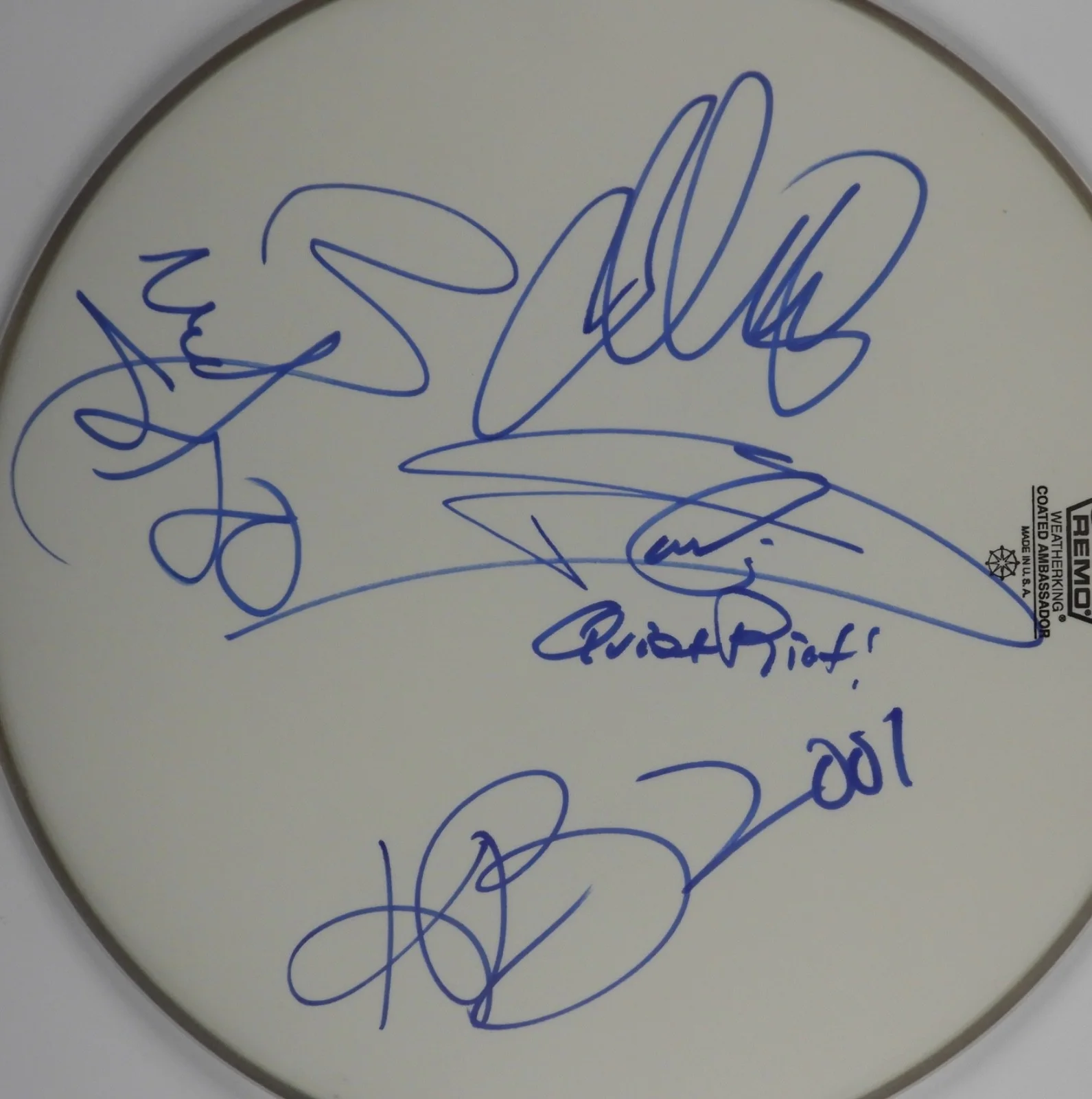 Quiet Riot ACOA JSA Fully Signed Autograph Drum head Kevin DuBrow, image 2