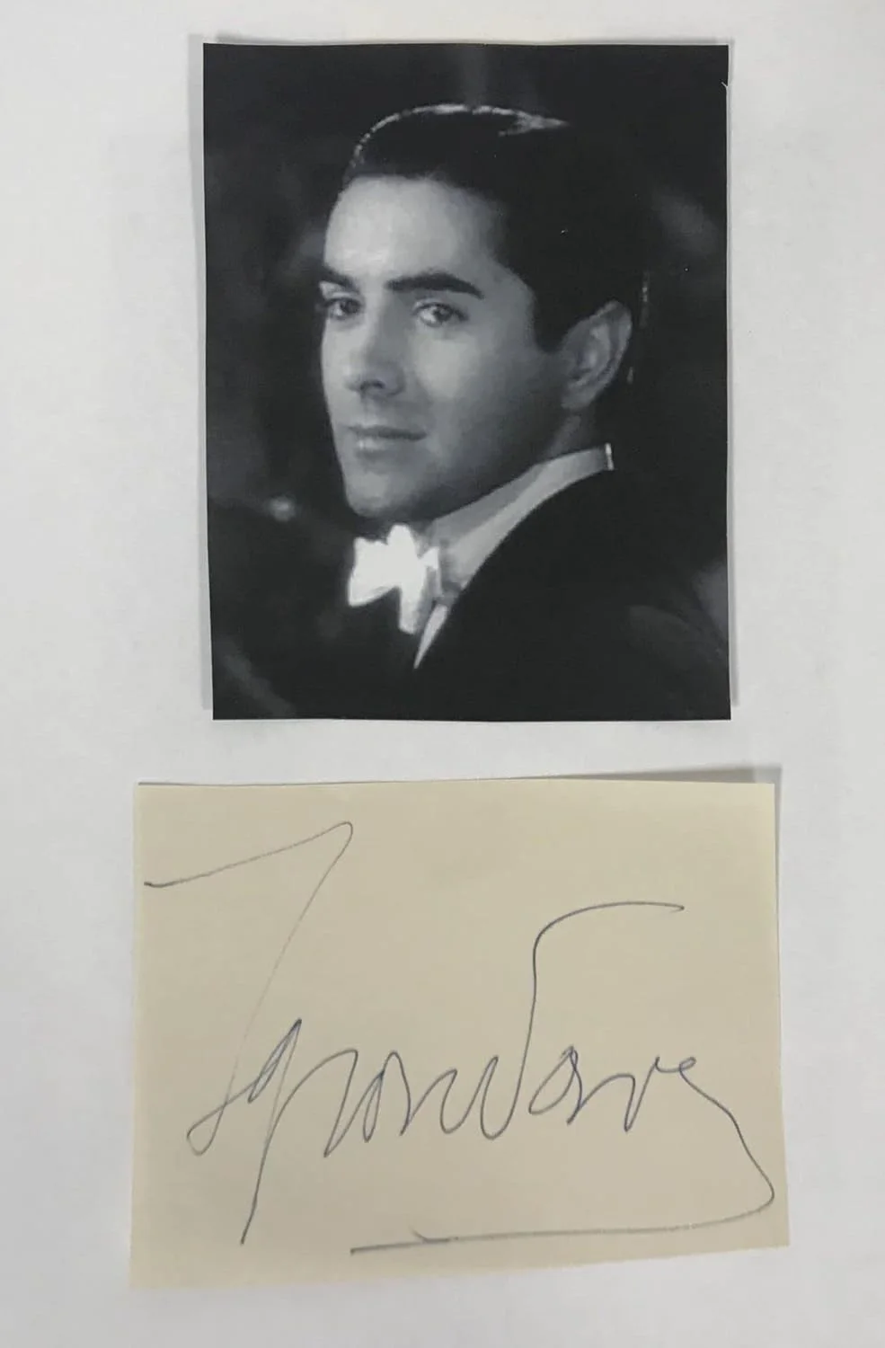 Tyrone Power — Tyrone Power (d. 1958) Signed Autographed Vintage Signature Page 8.5x11 Display