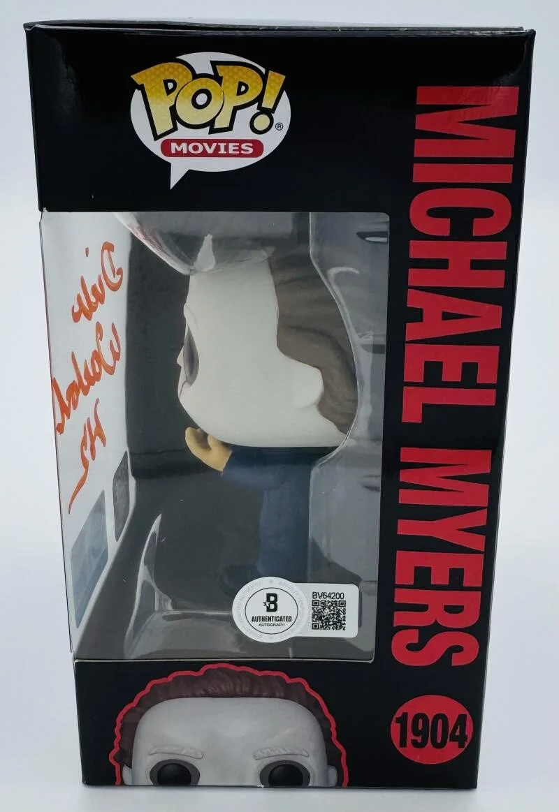 DICK WARLOCK — DICK WARLOCK SIGNED MICHAEL MYERS SCARE FAIR FUNKO POP 1904 HALLOWEEN II BAS J00, image 2