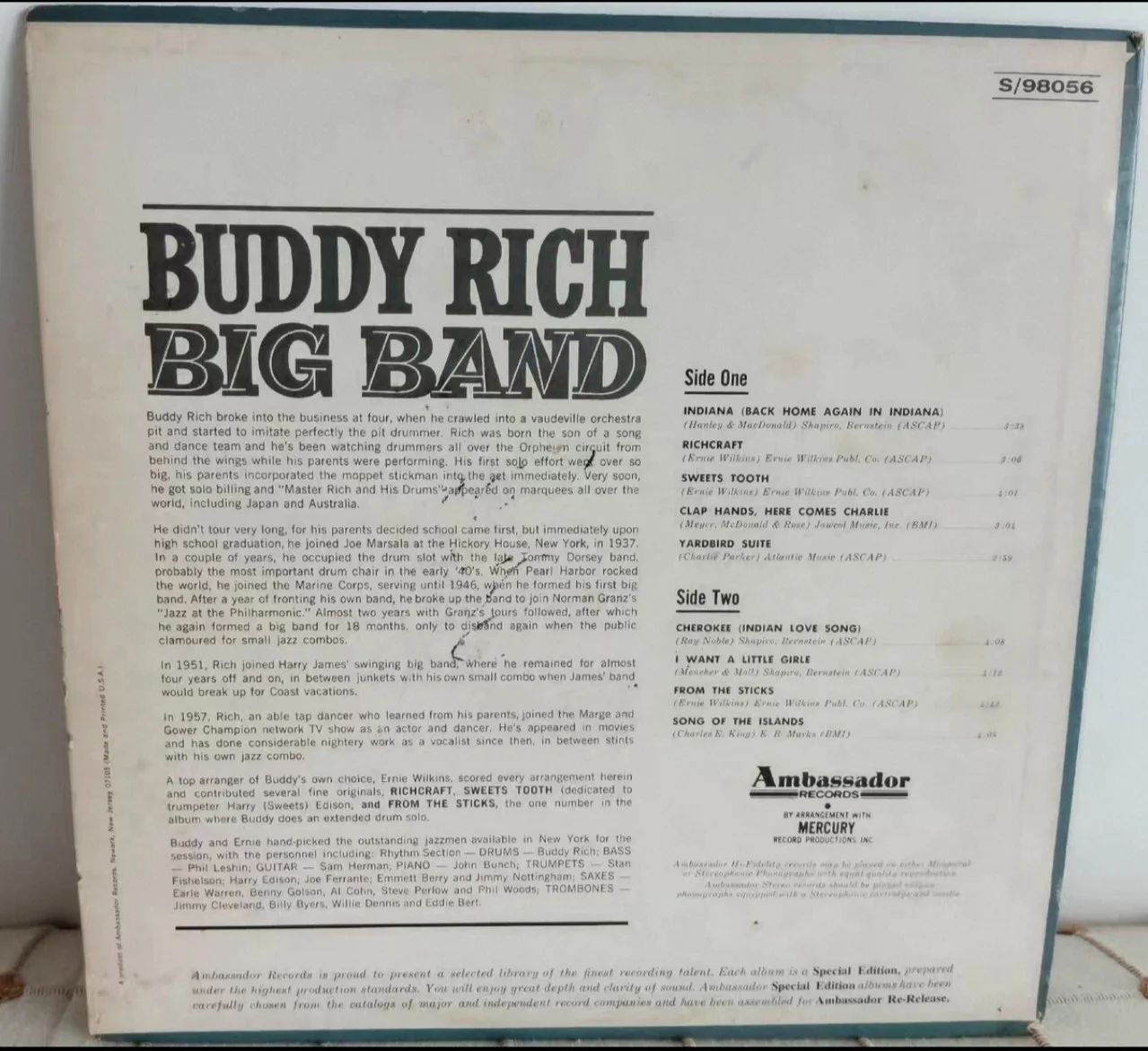 Buddy Rich signed autographed lp original jazz great rare, image 4