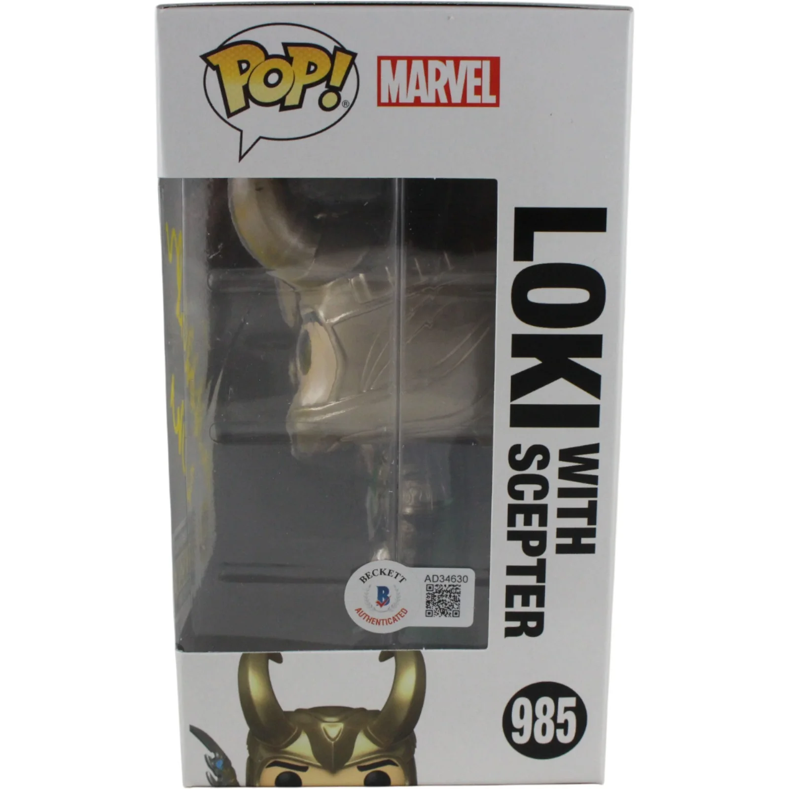 Tom Hiddleston Autographed The Avengers Funko Pop! #985 Loki Beckett 53801, image 3