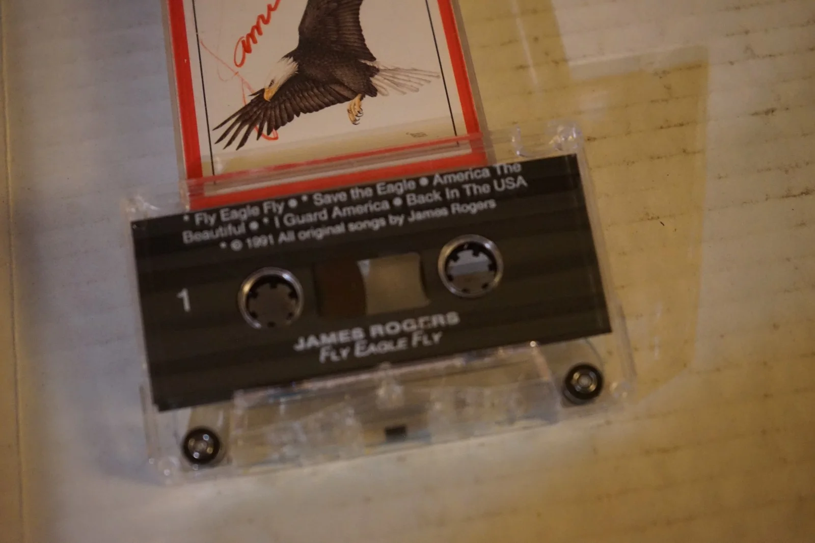 James Rogers Fly Eagle Fly signed Cassette Tape 1991 God Bless The USA Vg++, изображение 5