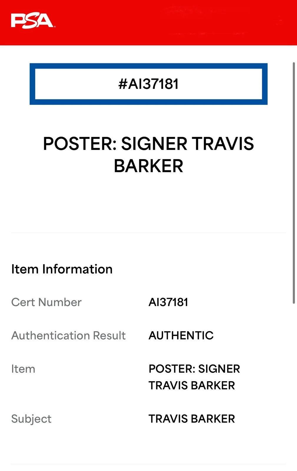 Travis Barker — Travis Barker Signed Blink 182 Concert Poster #125/182 PSA, image 4