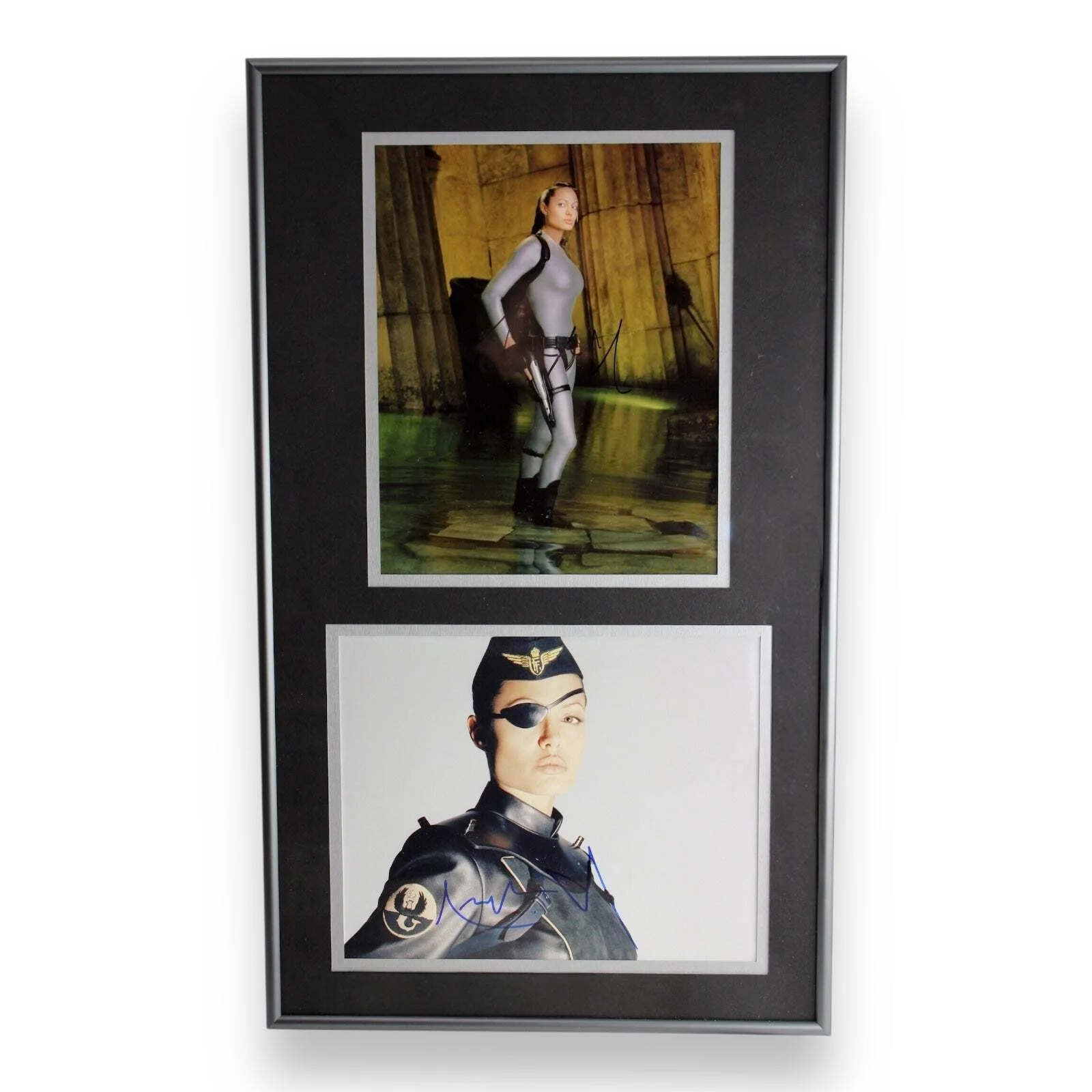 Angelina Jolie — Angelina Jolie Dual-Signed Framed Photographs - Tomb Raider & Sky Captain (COA)