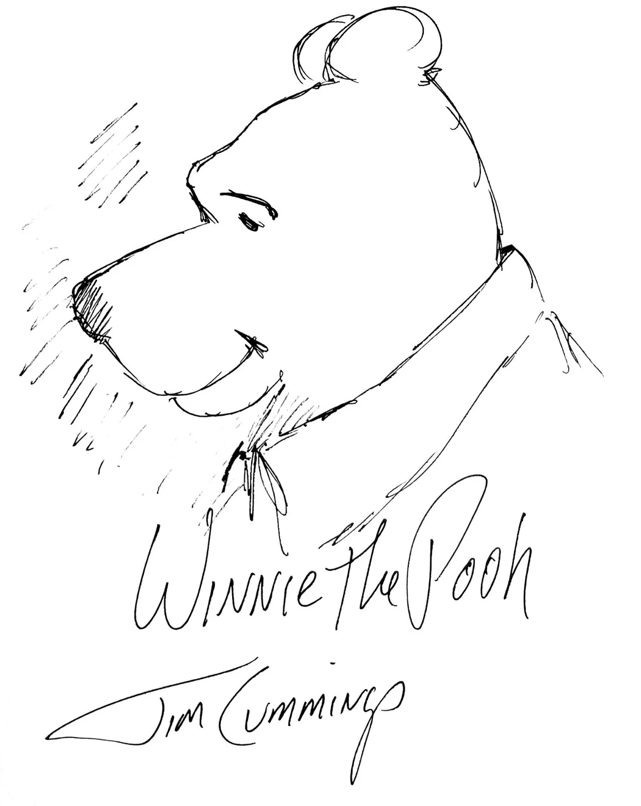 Jim Cummings — Jim Cummings - voice of Winnie the Pooh - Autographed Winnie the Pooh Sketch, изображение 2