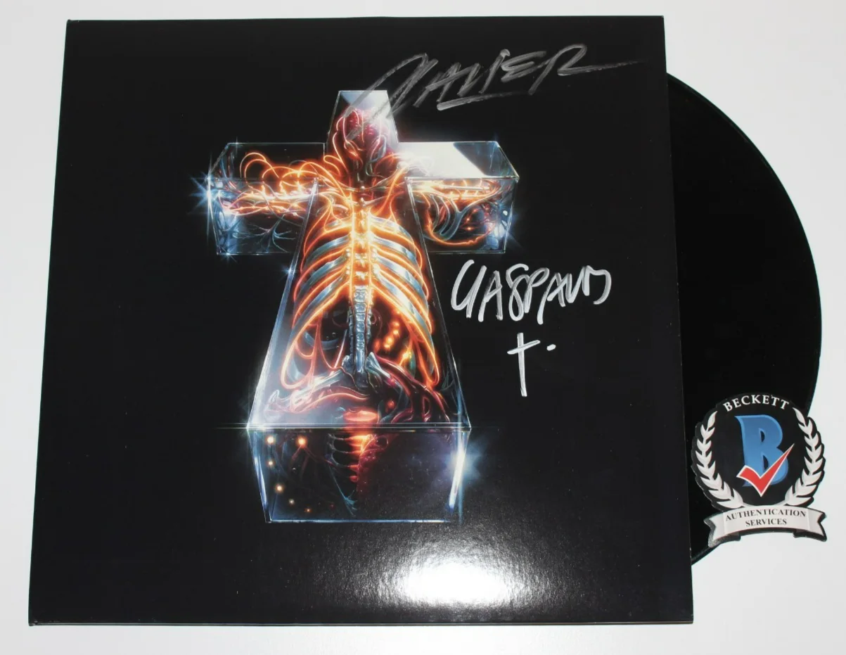 JUSTICE GASPARD JAVIER GROUP SIGNED HYPERDRAMA ALBUM VINYL RECORD BECKETT COA, изображение 2