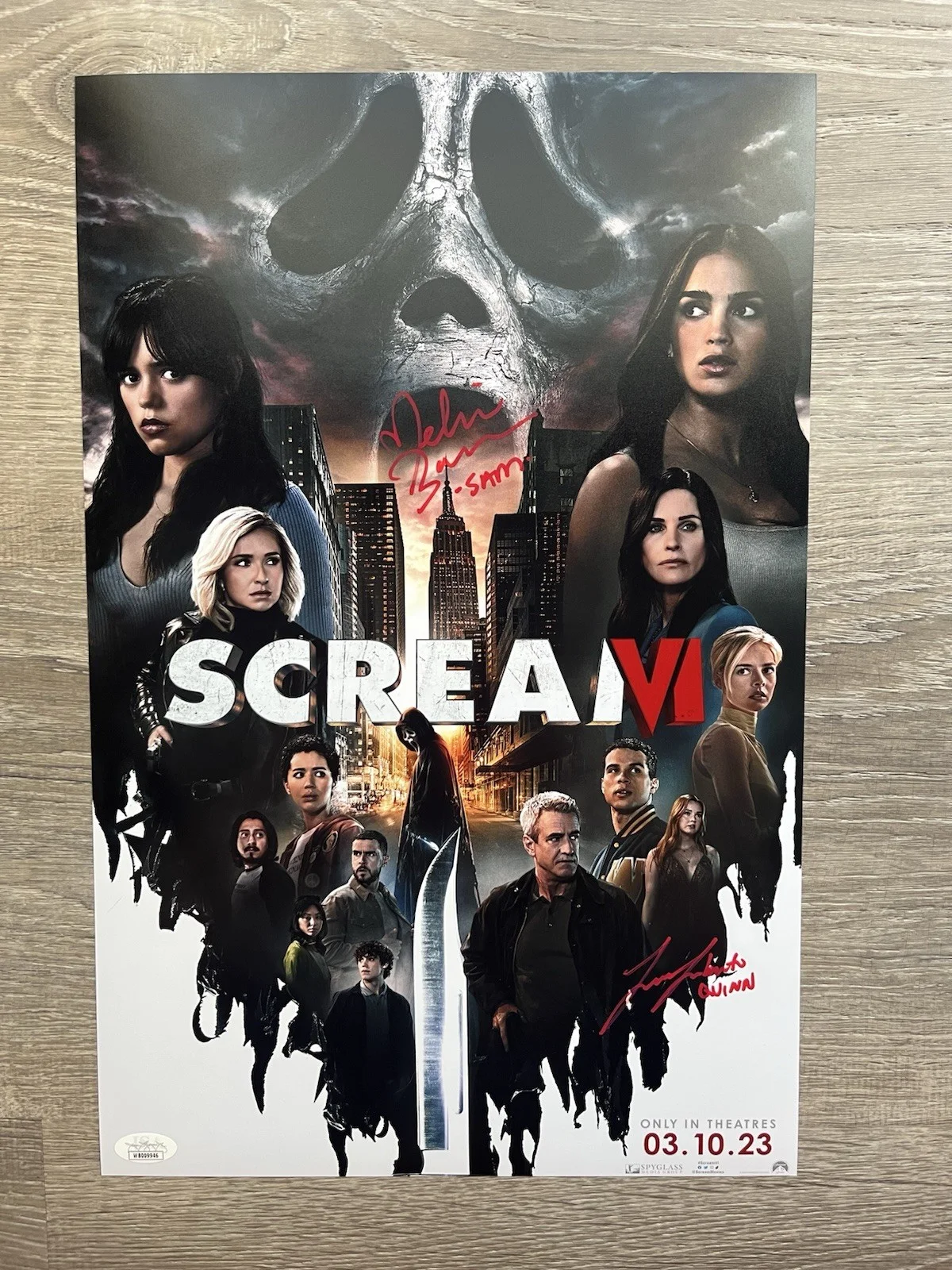 Melissa Barrera — Melissa Barrera Liana Liberato Dual Signed Scream 11x17 Photo JSA COA Ghostface, image 2