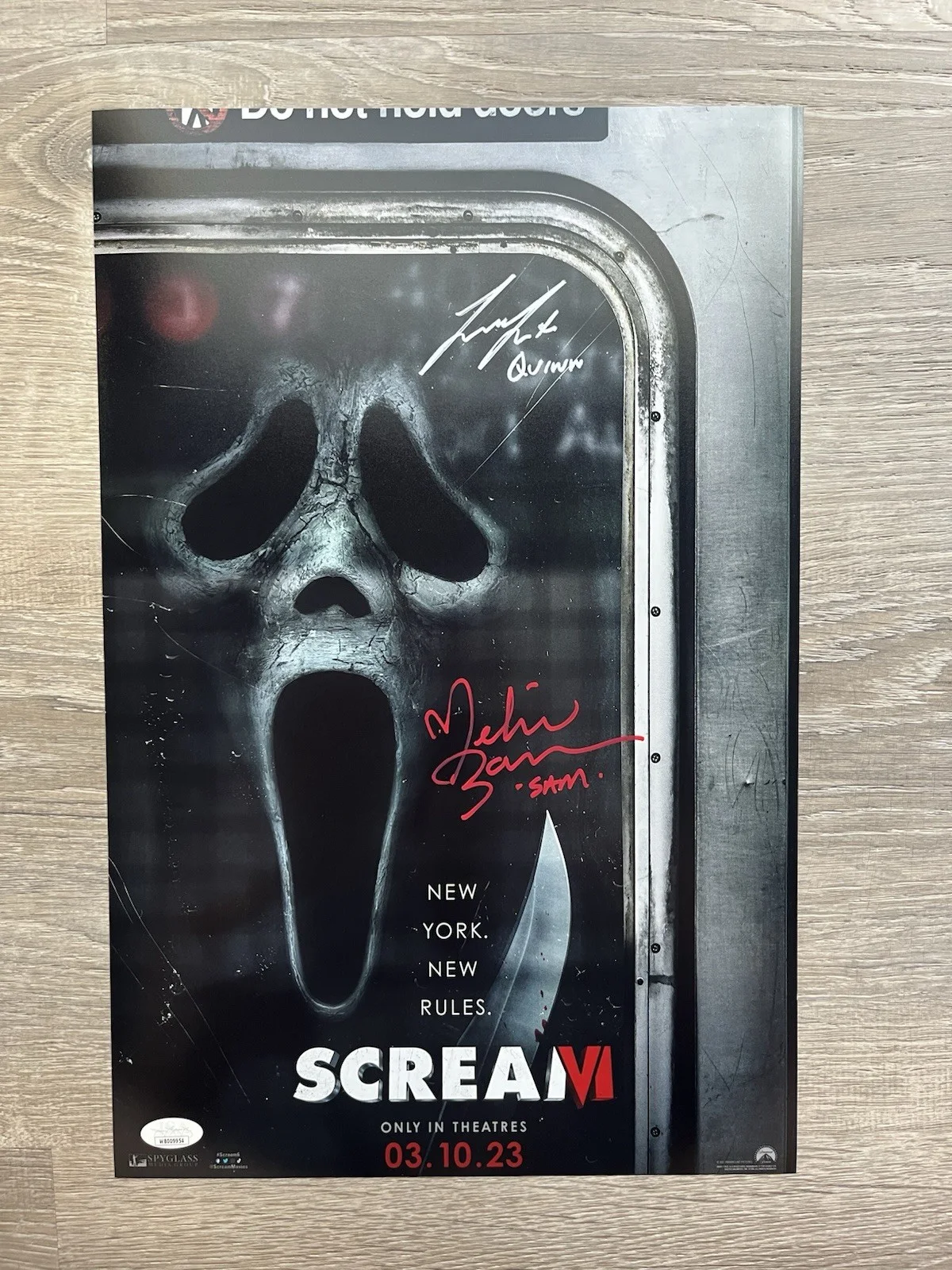 Melissa Barrera — Melissa Barrera Liana Liberato Dual Signed Scream 11x17 Photo JSA COA Ghostface, image 2