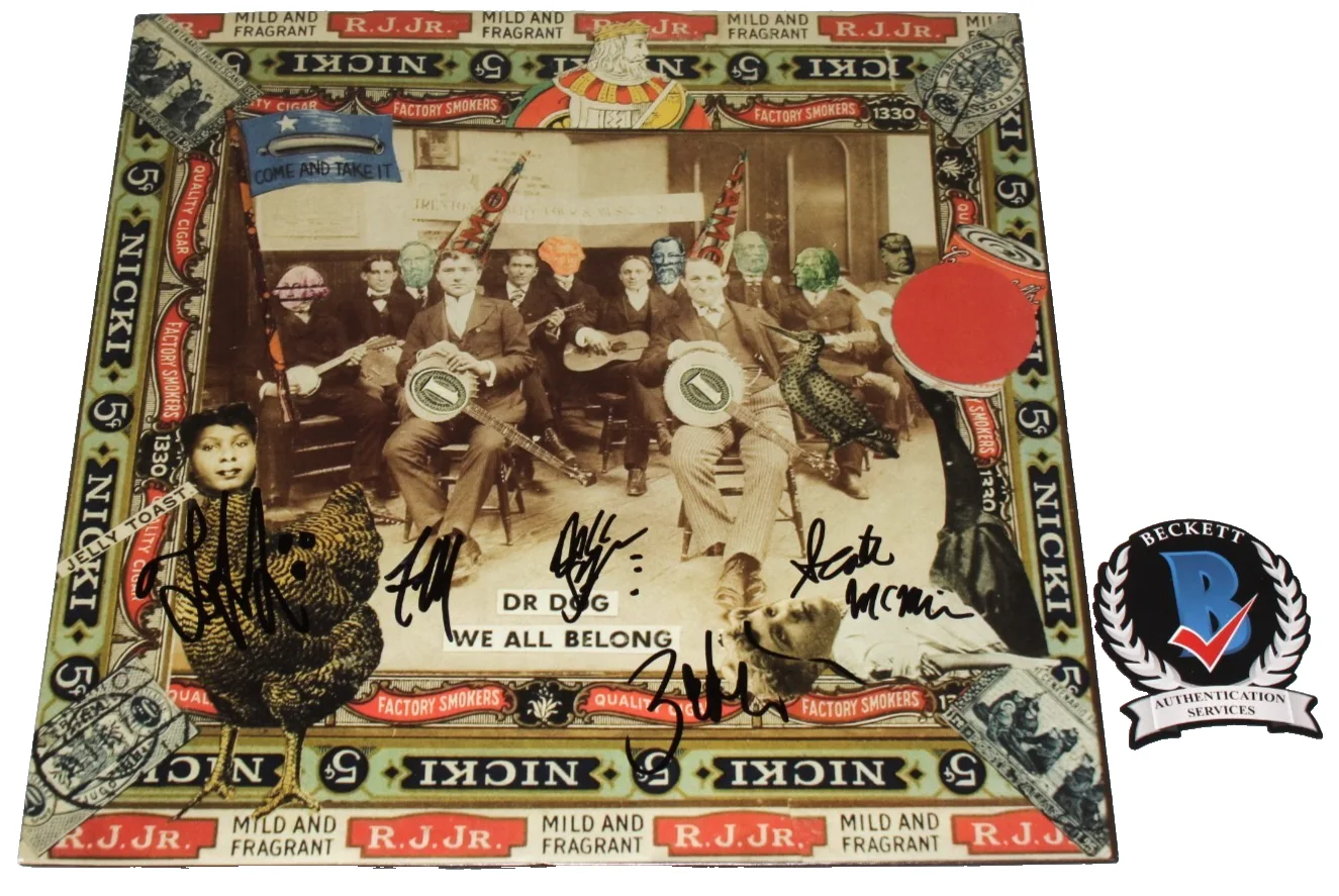 DR. DOG BAND SIGNED 'WE ALL BELONG' ALBUM VINYL RECORD AUTOGRAPH BECKETT COA x5, изображение 2