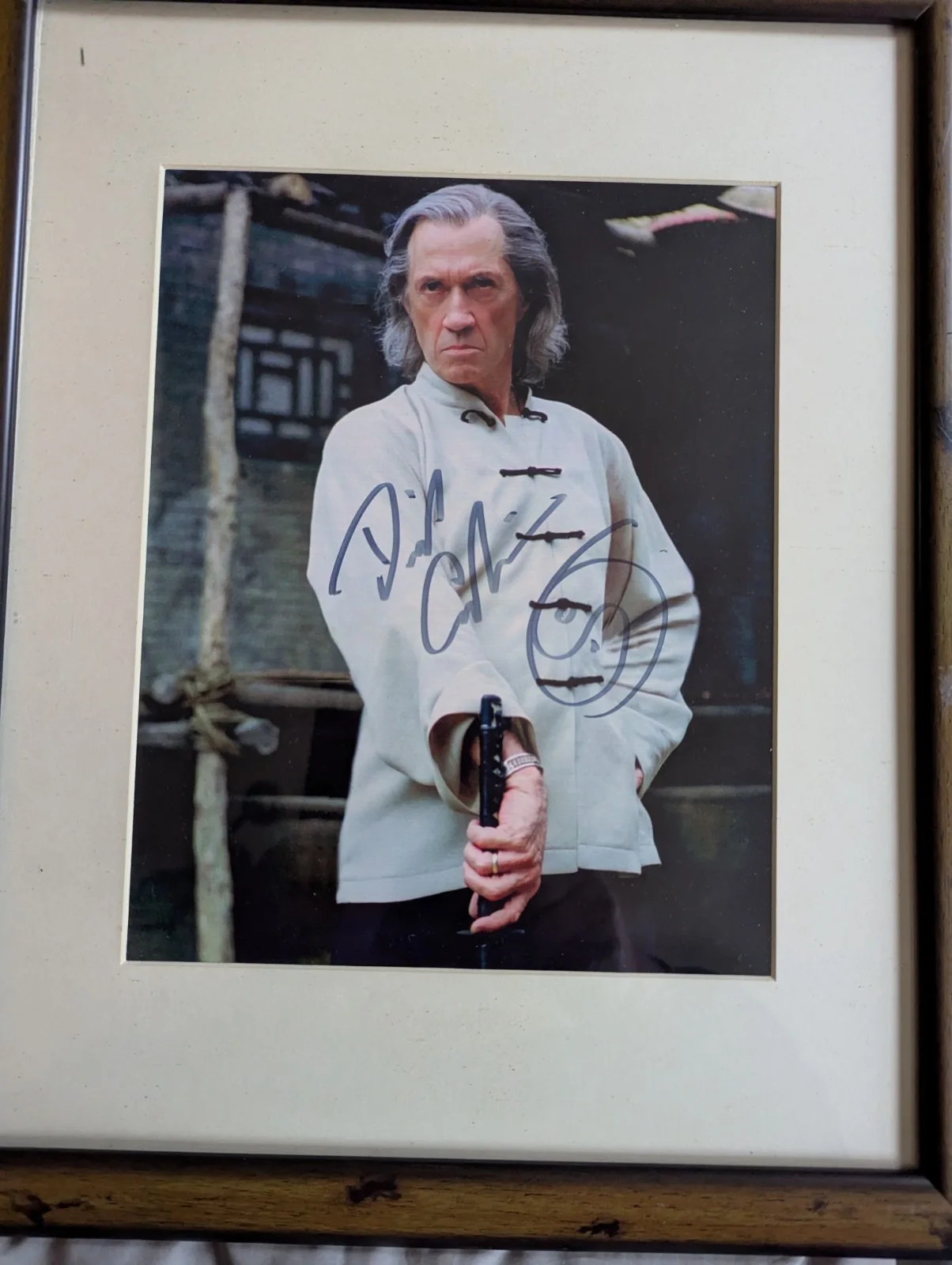 Framed 32cm x 40cm , autographed Signed photograph of actor David Carradine., image 3
