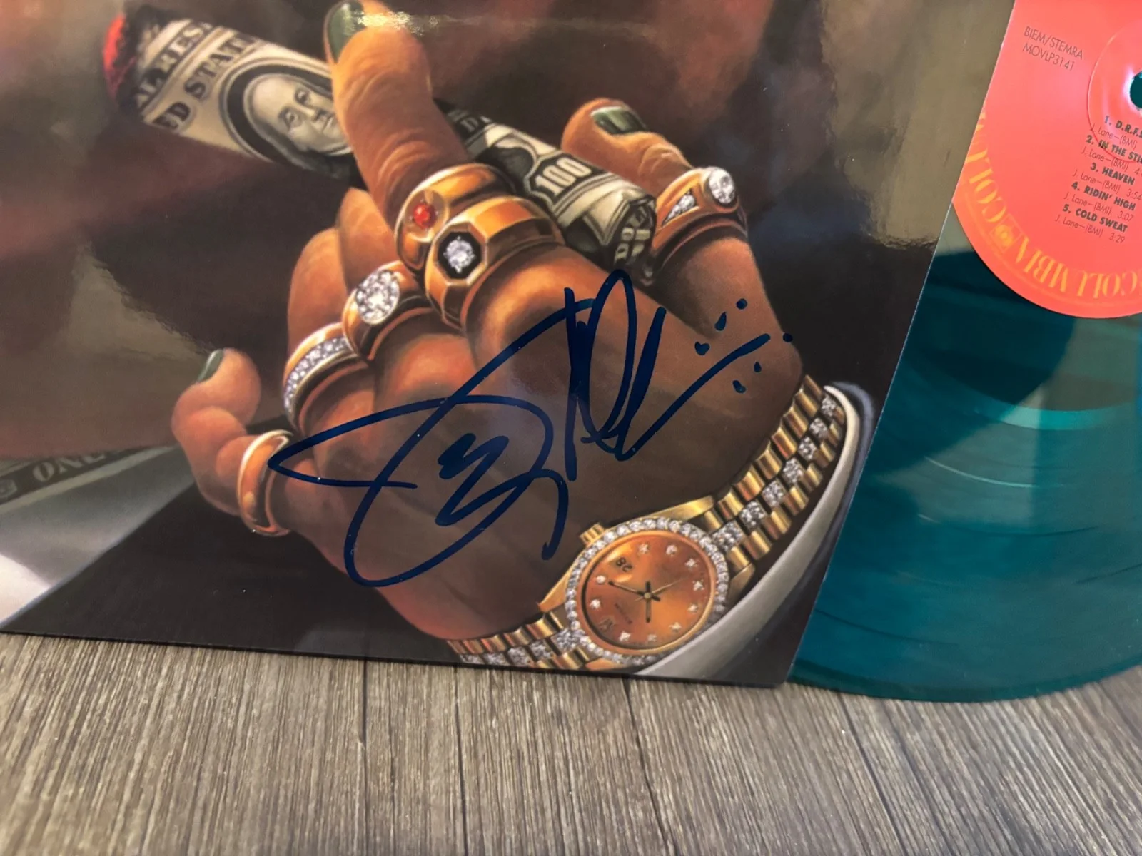 WARRANT SIGNED AUTOGRAPHED GREEN LP VINYL DIRTY ROTTEN STICKING RICH X3 RARE, изображение 4