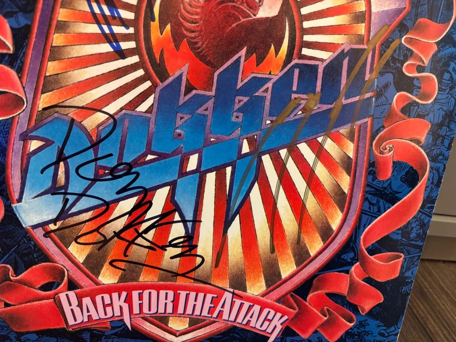 DOKKEN SIGNED AUTOGRAPHED LP VINYL BACK FOR THE ATTACK X3 DON GEORGE JEFF RARE, изображение 3