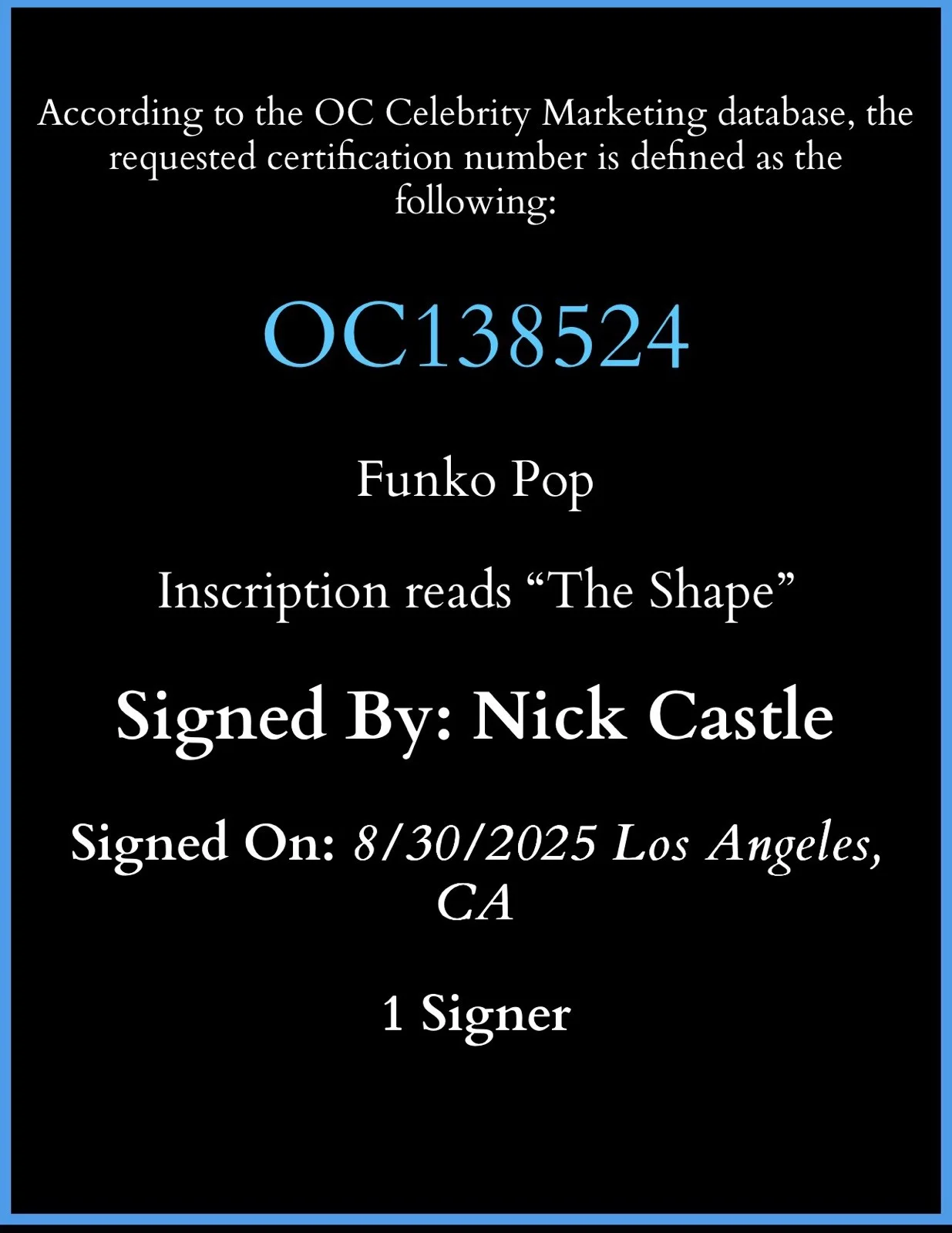 Nick Castle — Nick Castle autographed inscribed Funko Pop #03 Beckett Michael Myers, изображение 4