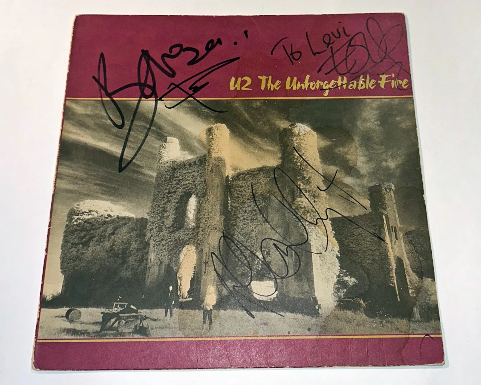 U2 Autograph Signed Bono, Larry, Edge, Adam The Unforgettable Fire RARE ACOA LOA, image 3