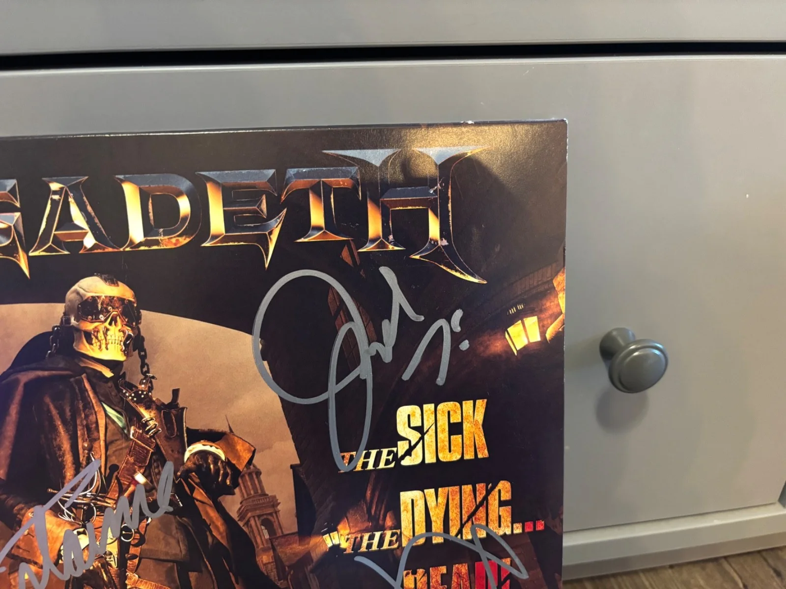 MEGADETH SIGNED AUTOGRAPHED LP VINYL X4 DAVE MUSTAINE THE SICK DYING DEAD RARE, изображение 3